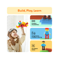 PicassoTiles BrickLock 4 Piece Family Character People Figure Building Set