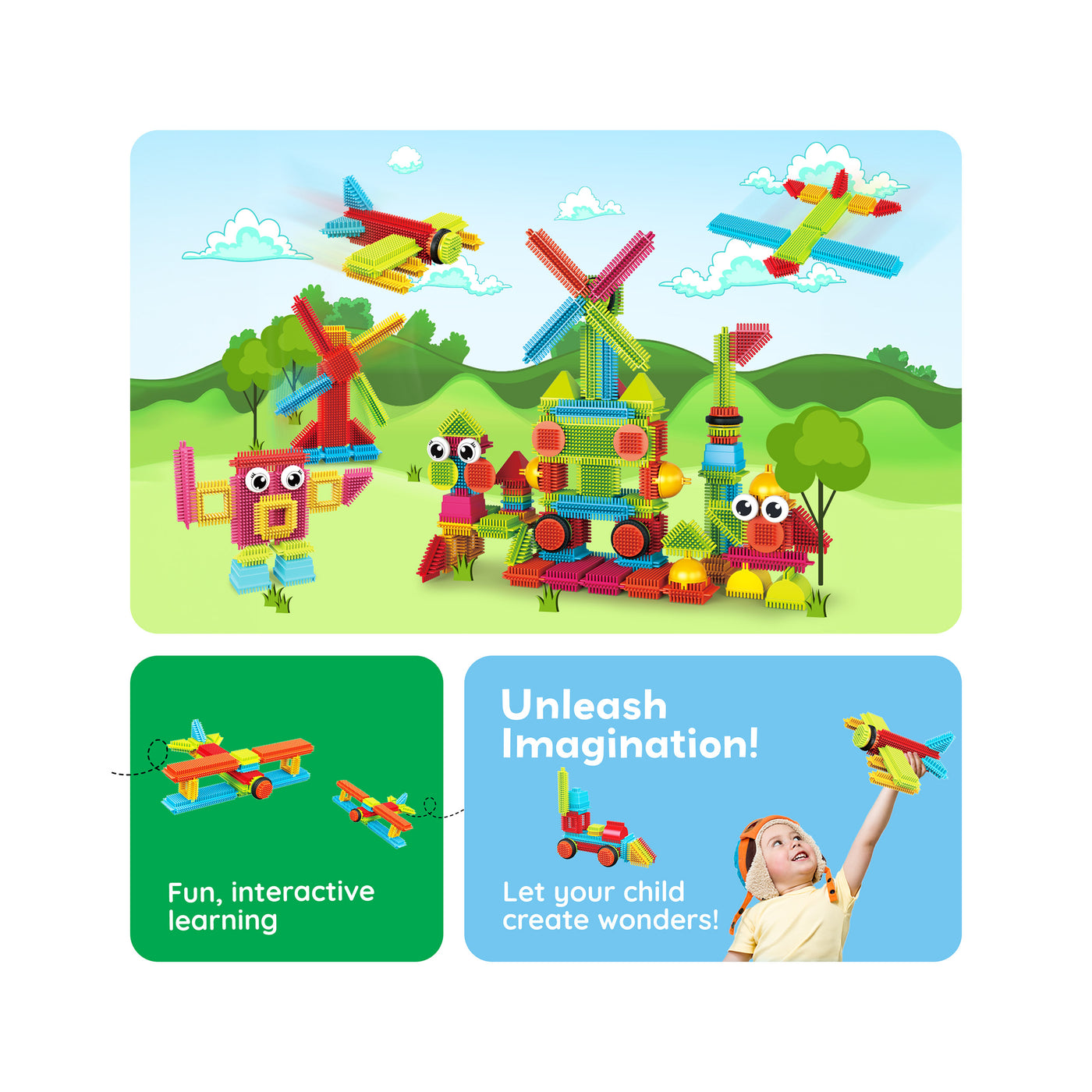 PicassoTiles BrickLock 4 Piece Family Character People Figure Building Set