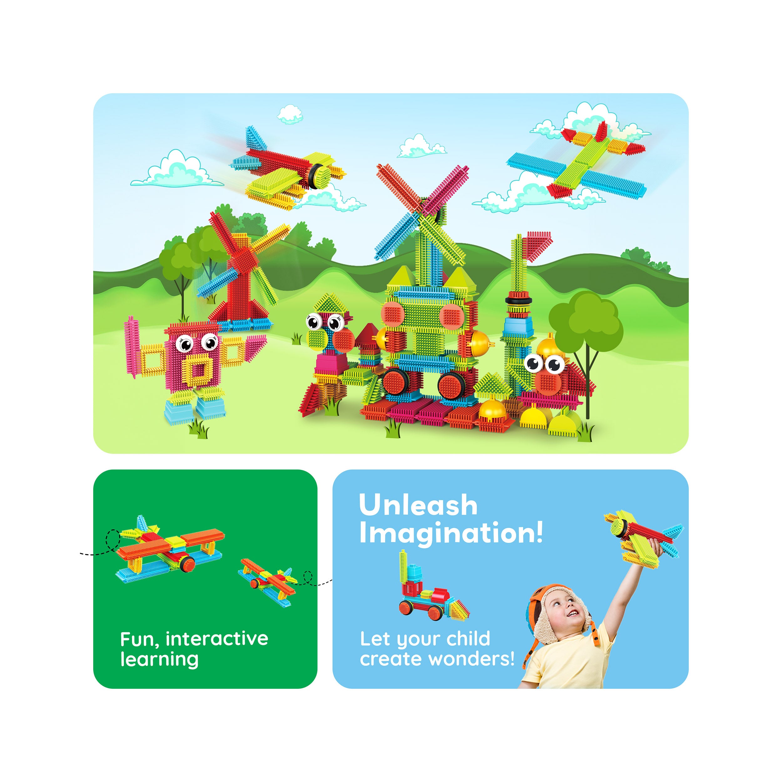 PicassoTiles BrickLock 4 Piece Family Character People Figure Building Set