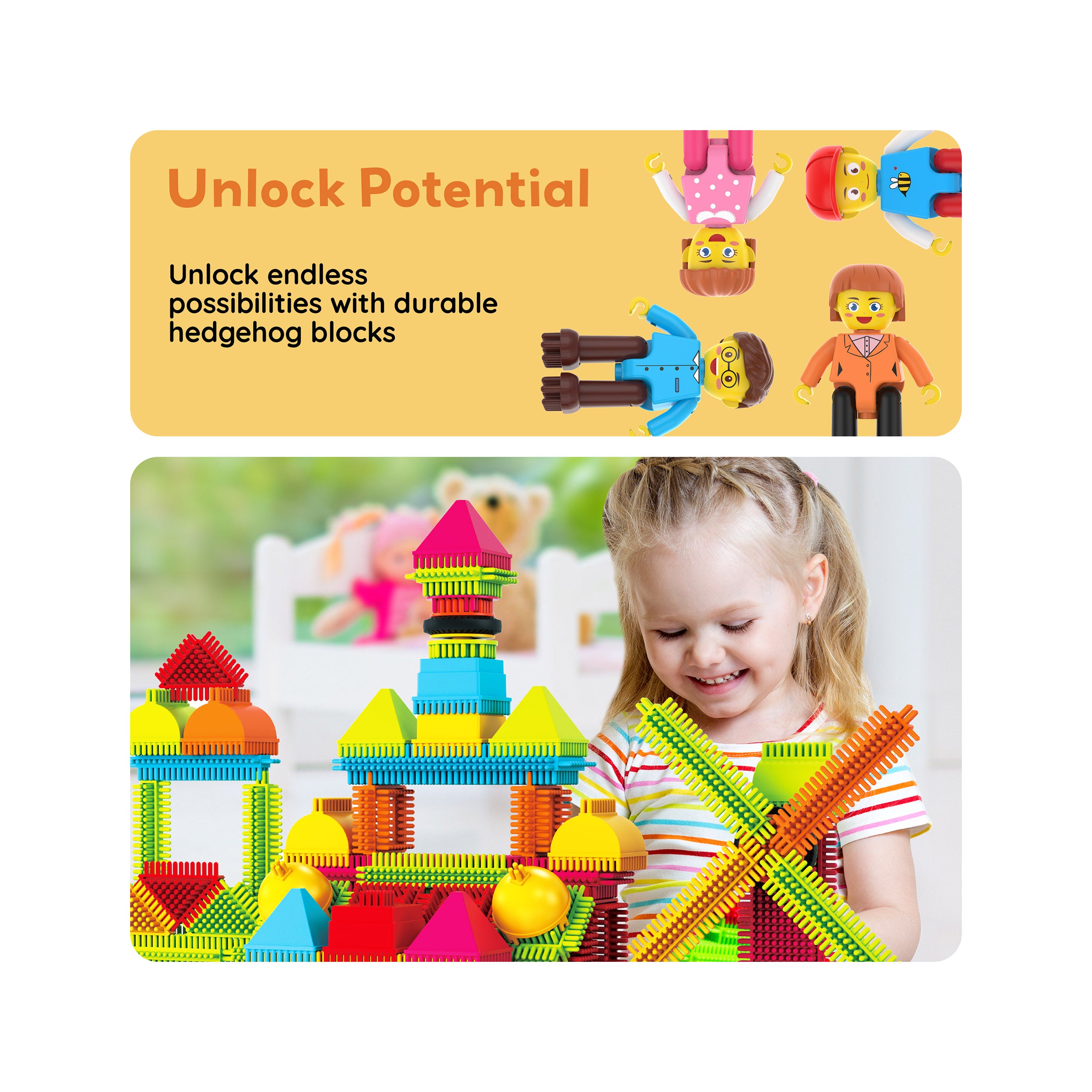 PicassoTiles BrickLock 4 Piece Family Character People Figure Building Set