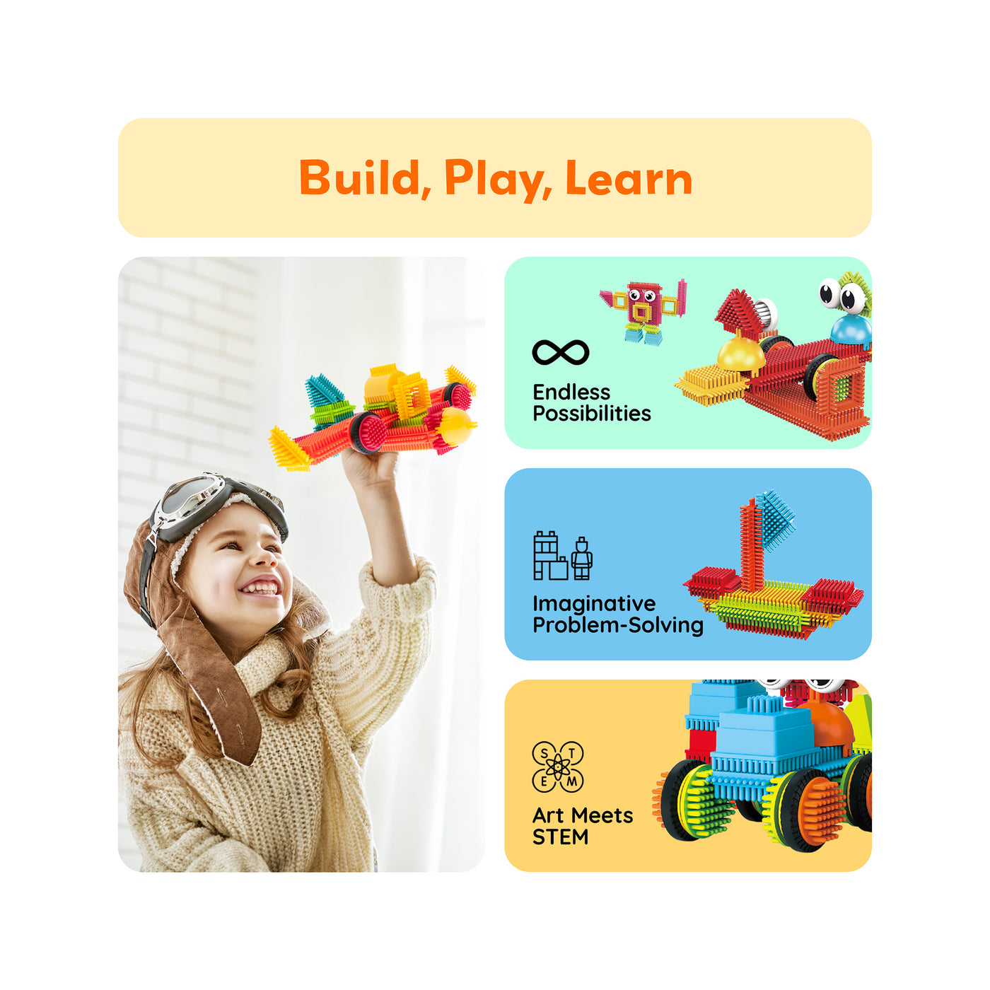 PicassoTiles 112pc Hedgehog Building Blocks Building Set