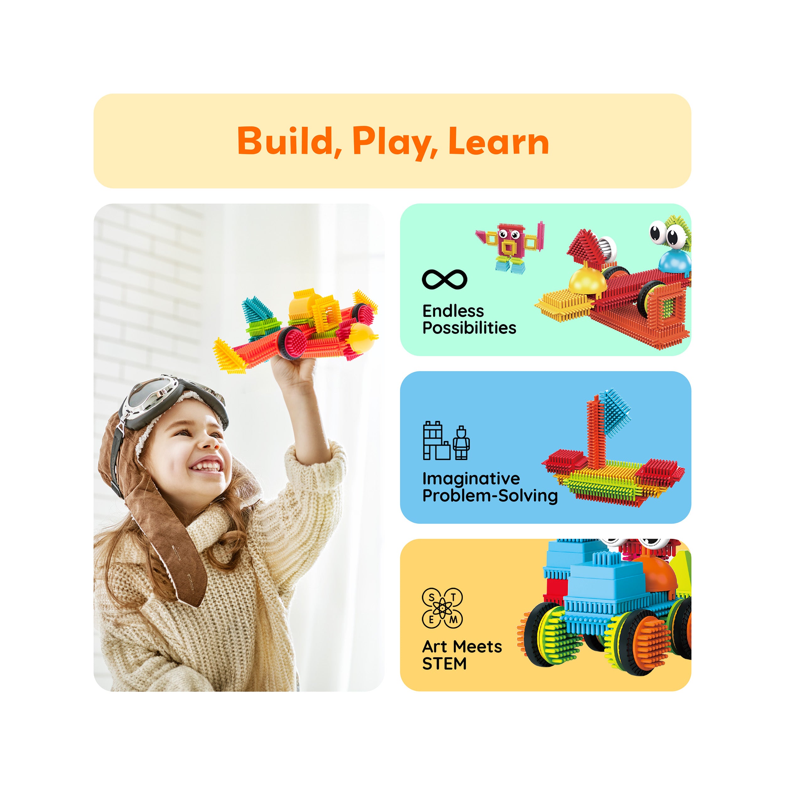 PicassoTiles 112pc Hedgehog Building Blocks Building Set