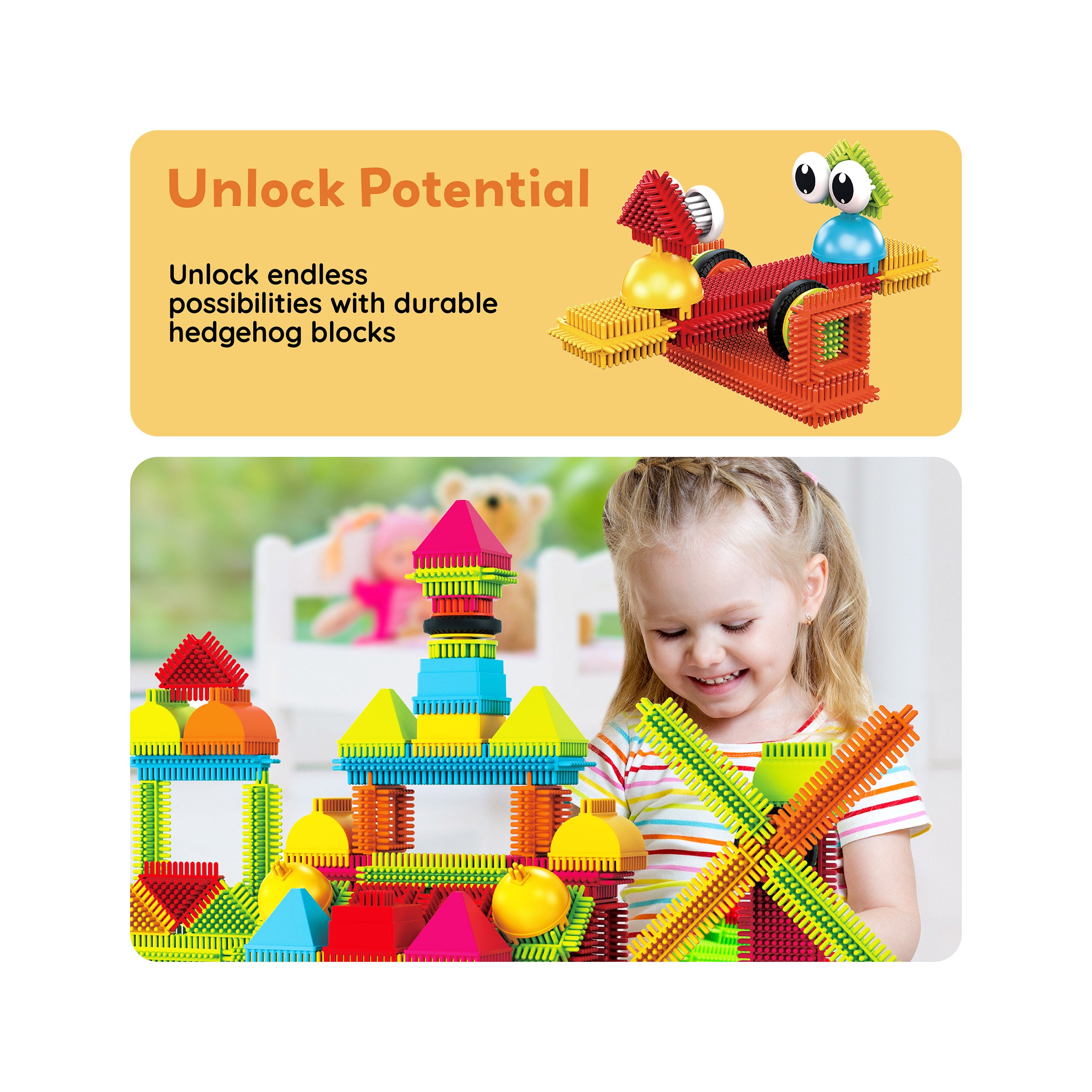 PicassoTiles 112pc Hedgehog Building Blocks Building Set