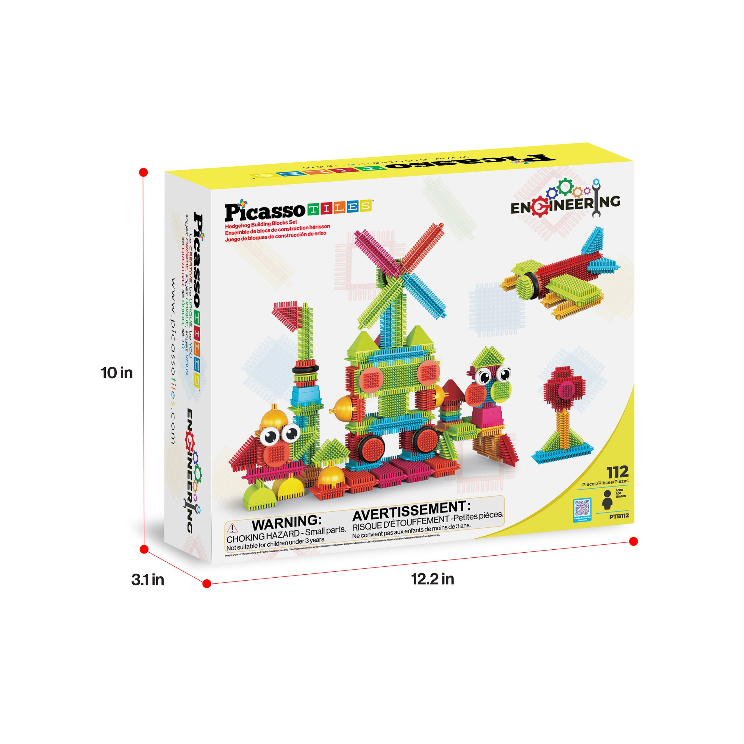 PicassoTiles 112pc Hedgehog Building Blocks Building Set