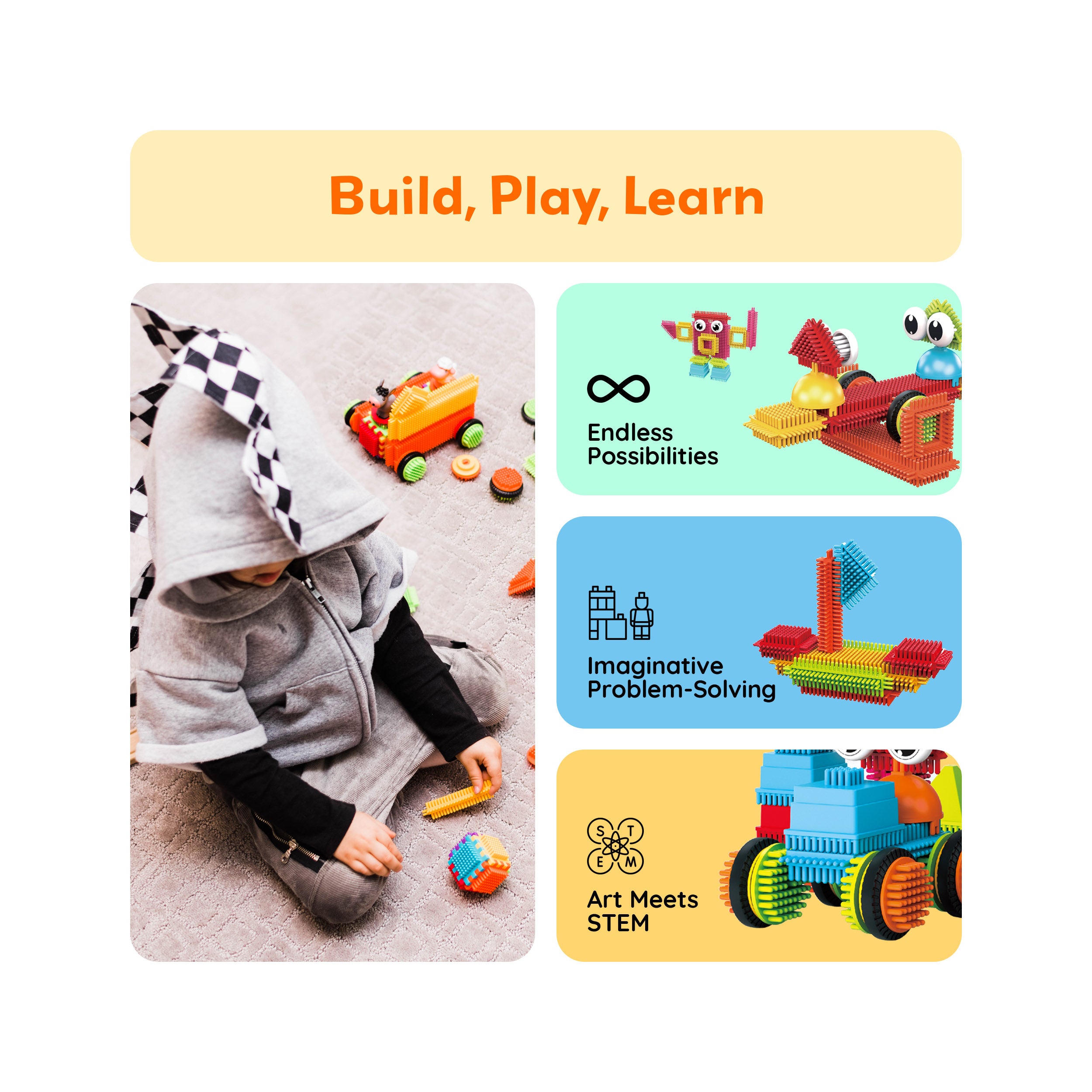 PicassoTiles 116pc Hedgehog Building Block Building Set