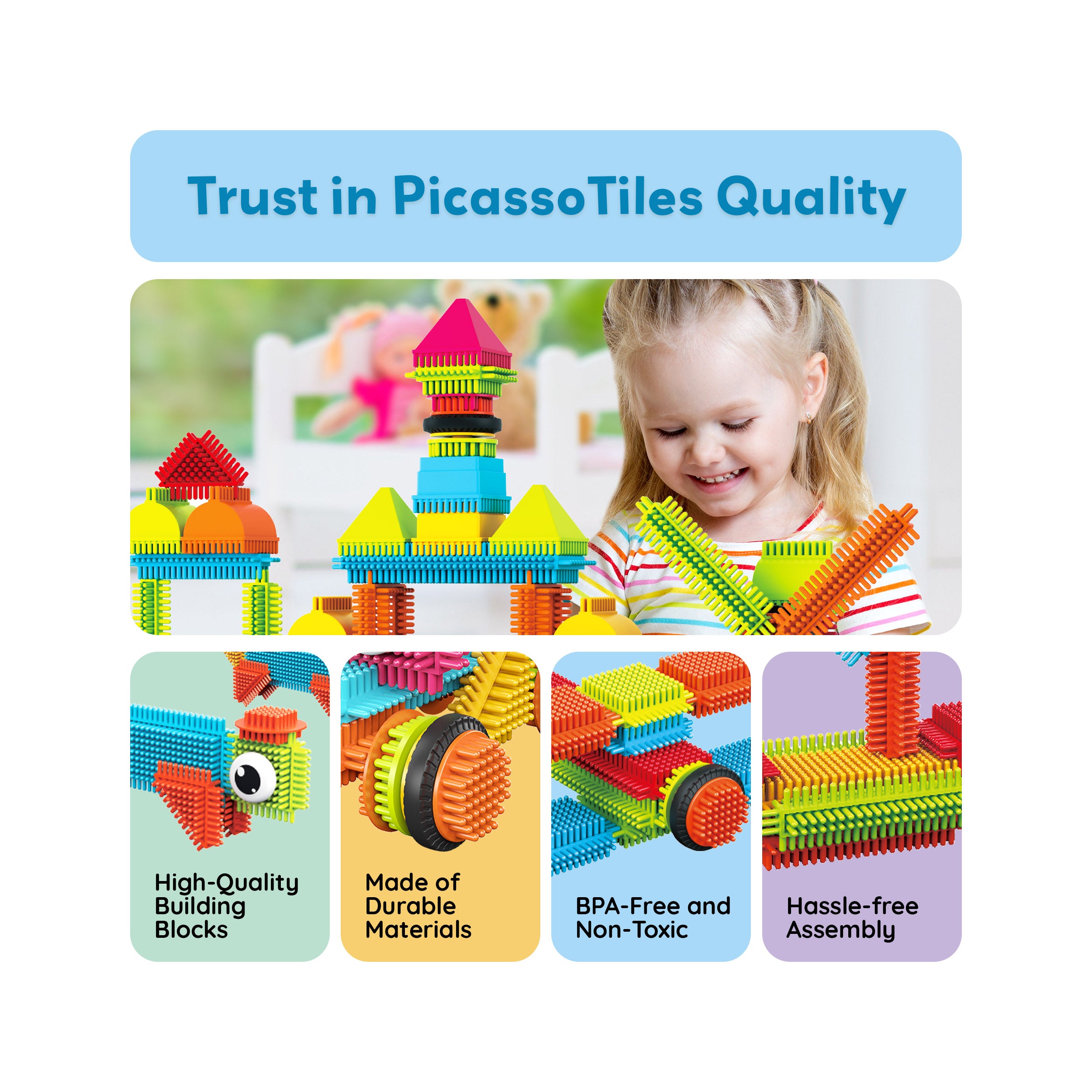 PicassoTiles 240pc Hedgehog Building Blocks w/ Idea Booklet