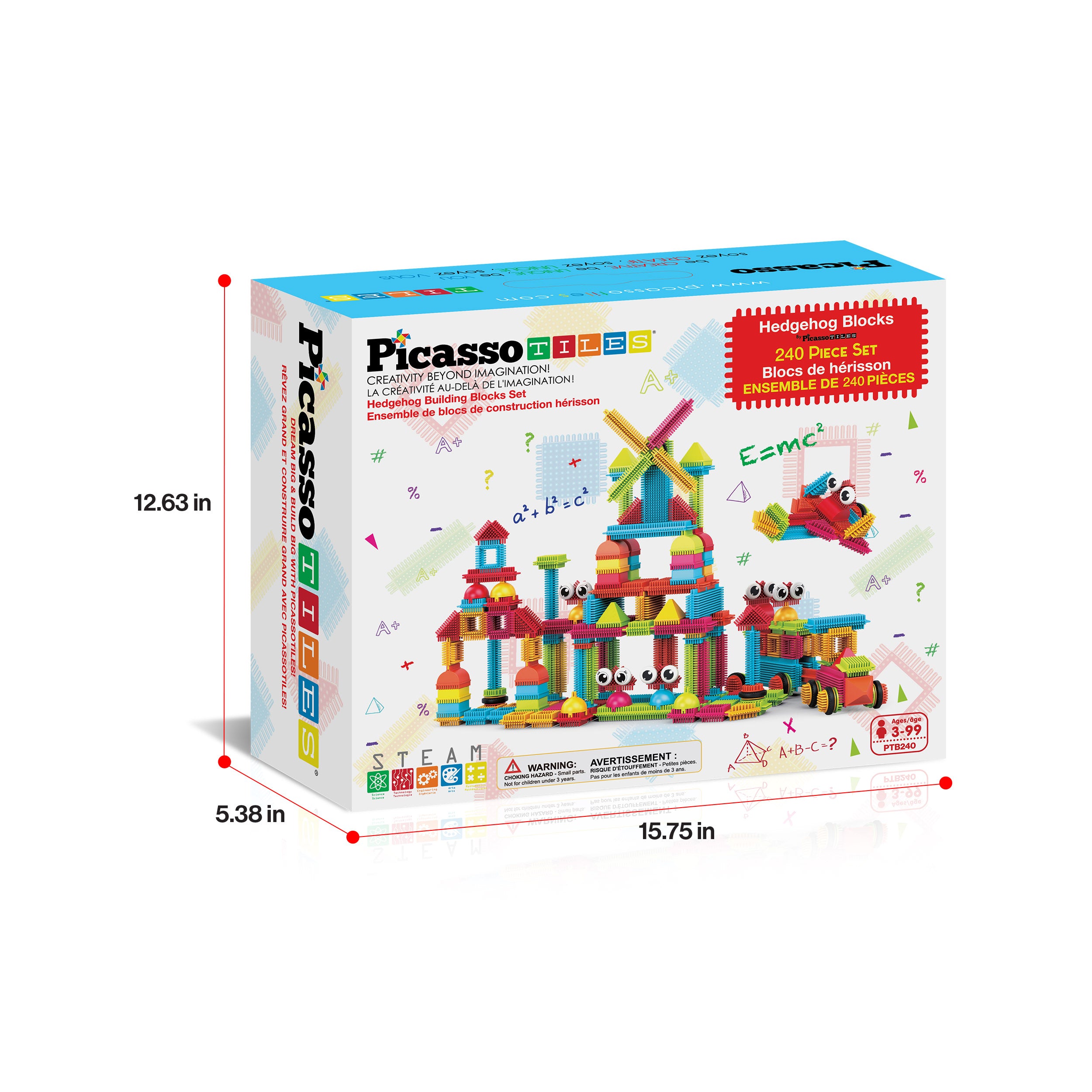 PicassoTiles 240pc Hedgehog Building Blocks w/ Idea Booklet