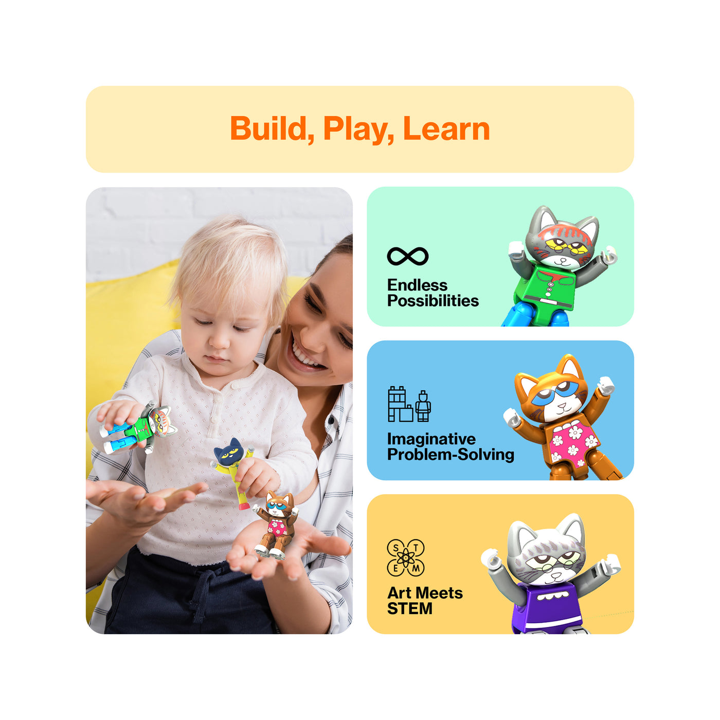PicassoTiles Pete The Cat Magnetic Characters - 6 Pieces
