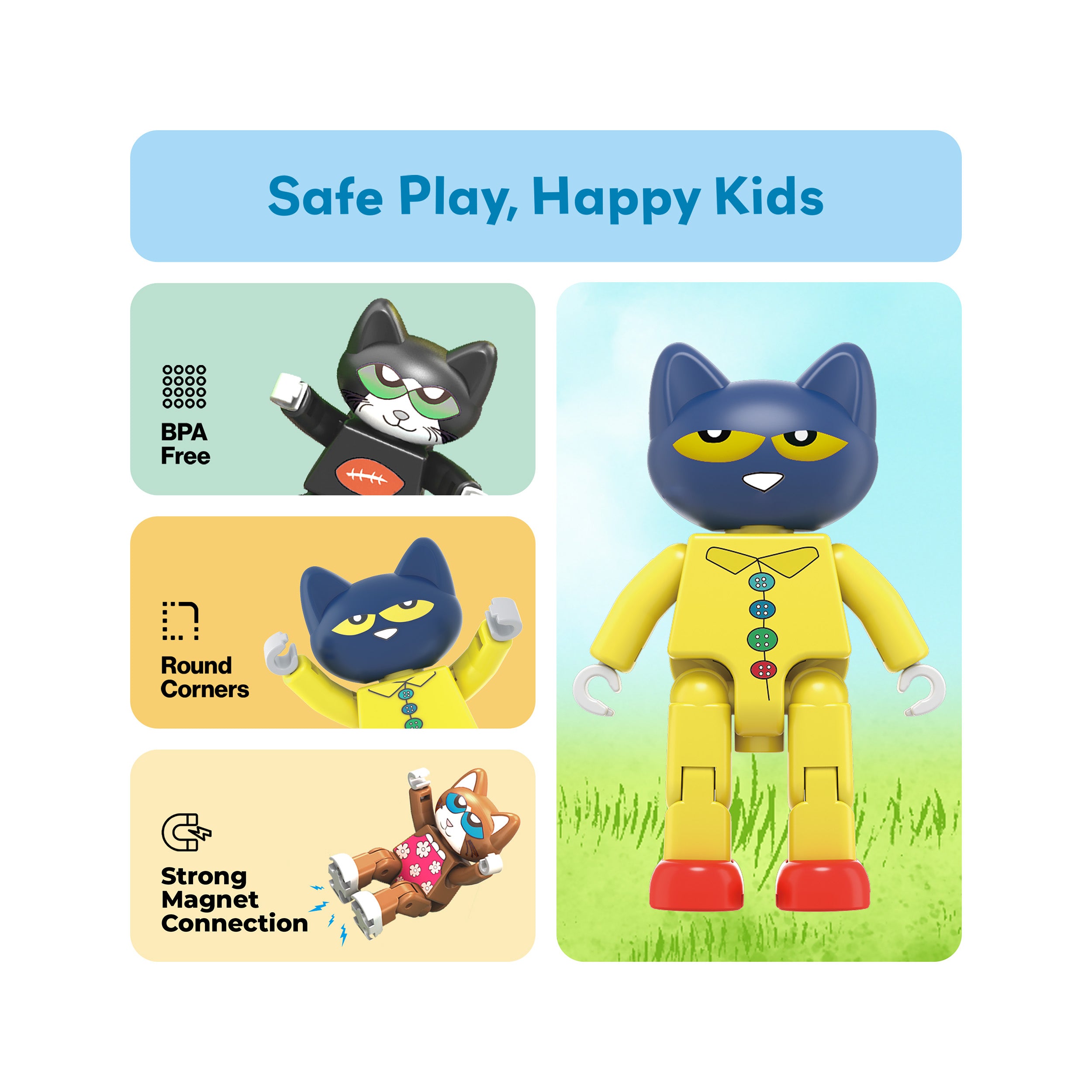 PicassoTiles Pete The Cat Magnetic Characters - 6 Pieces