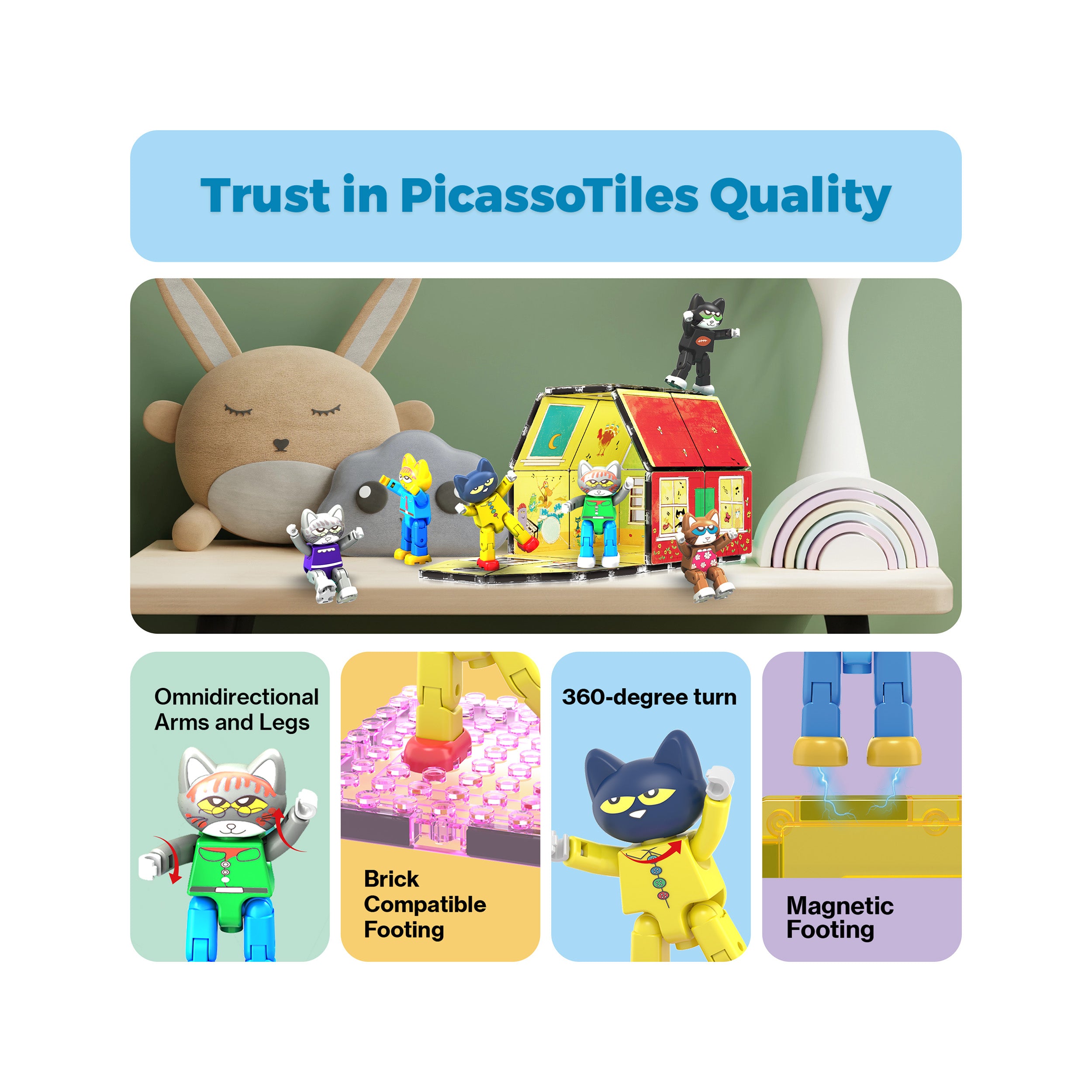 PicassoTiles Pete The Cat Magnetic Characters - 6 Pieces