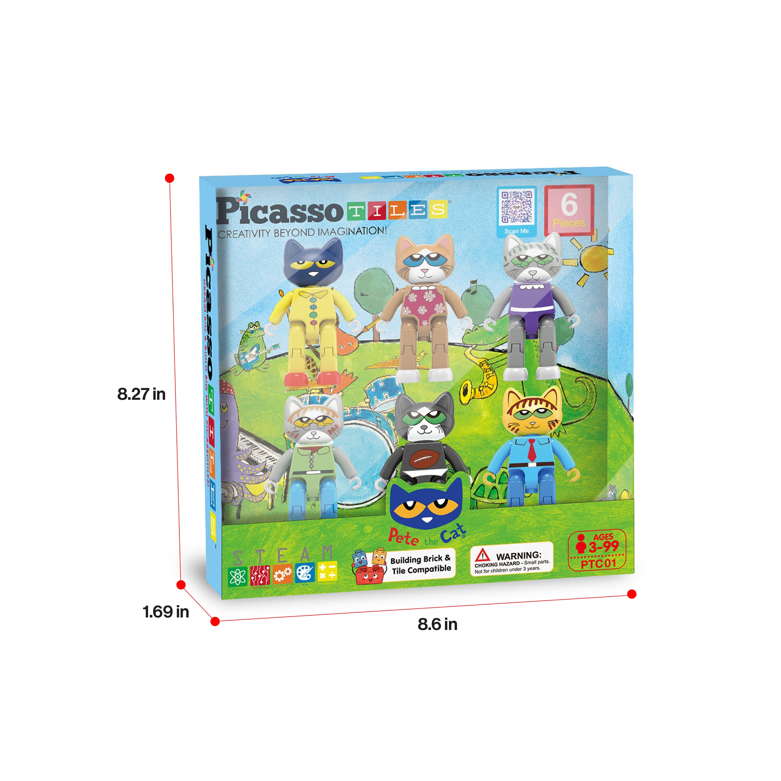 PicassoTiles Pete The Cat Magnetic Characters - 6 Pieces