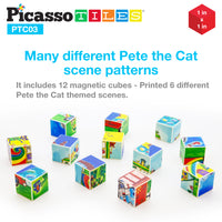 PicassoTiles Pete the Cat Magnet Puzzle Building Block Cubes