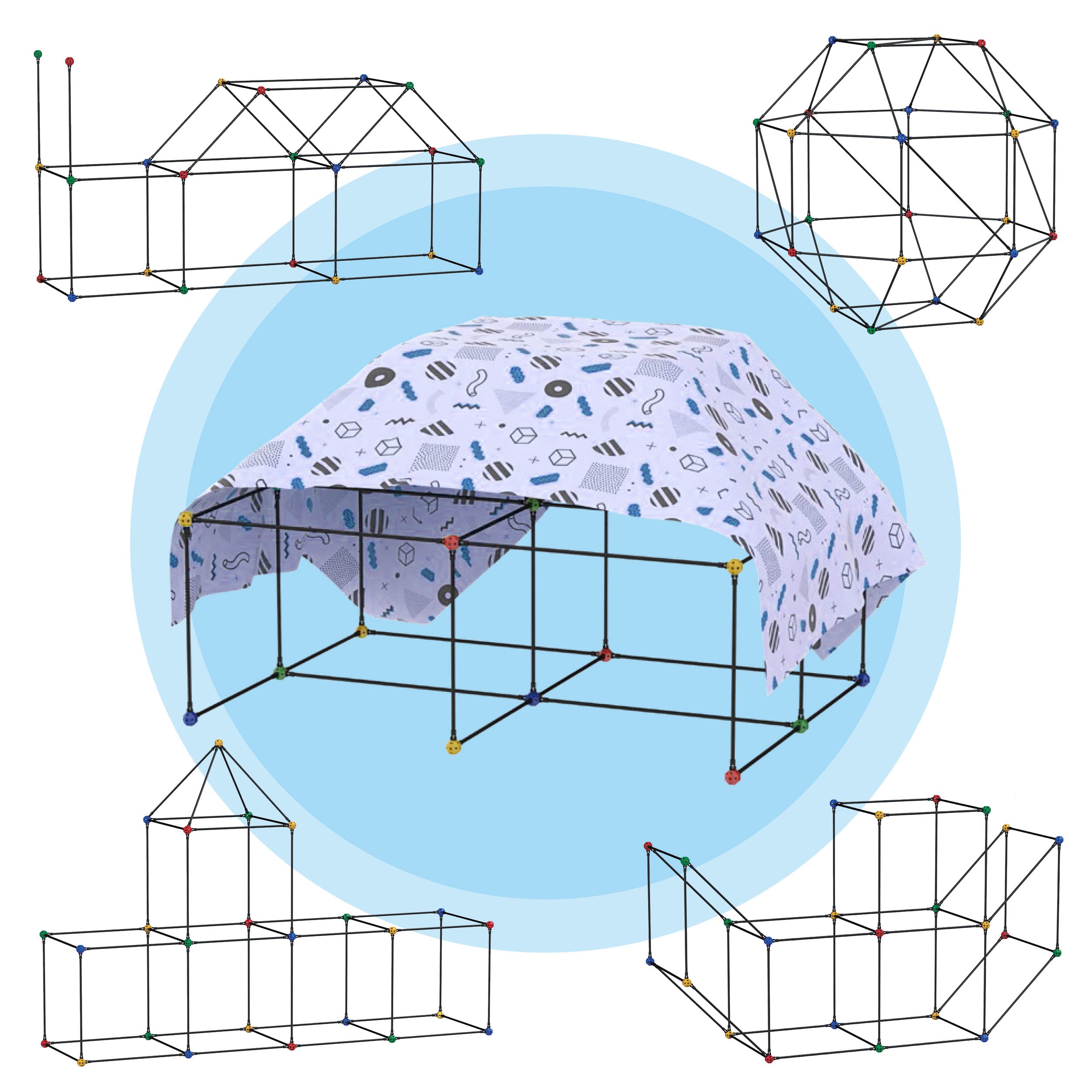 tent building kit Picasso Tiles 100-Piece Fort Building Kit