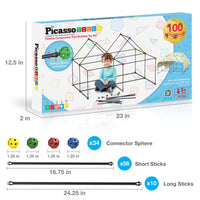 PicassoTiles 100 Piece Fort Building Kit