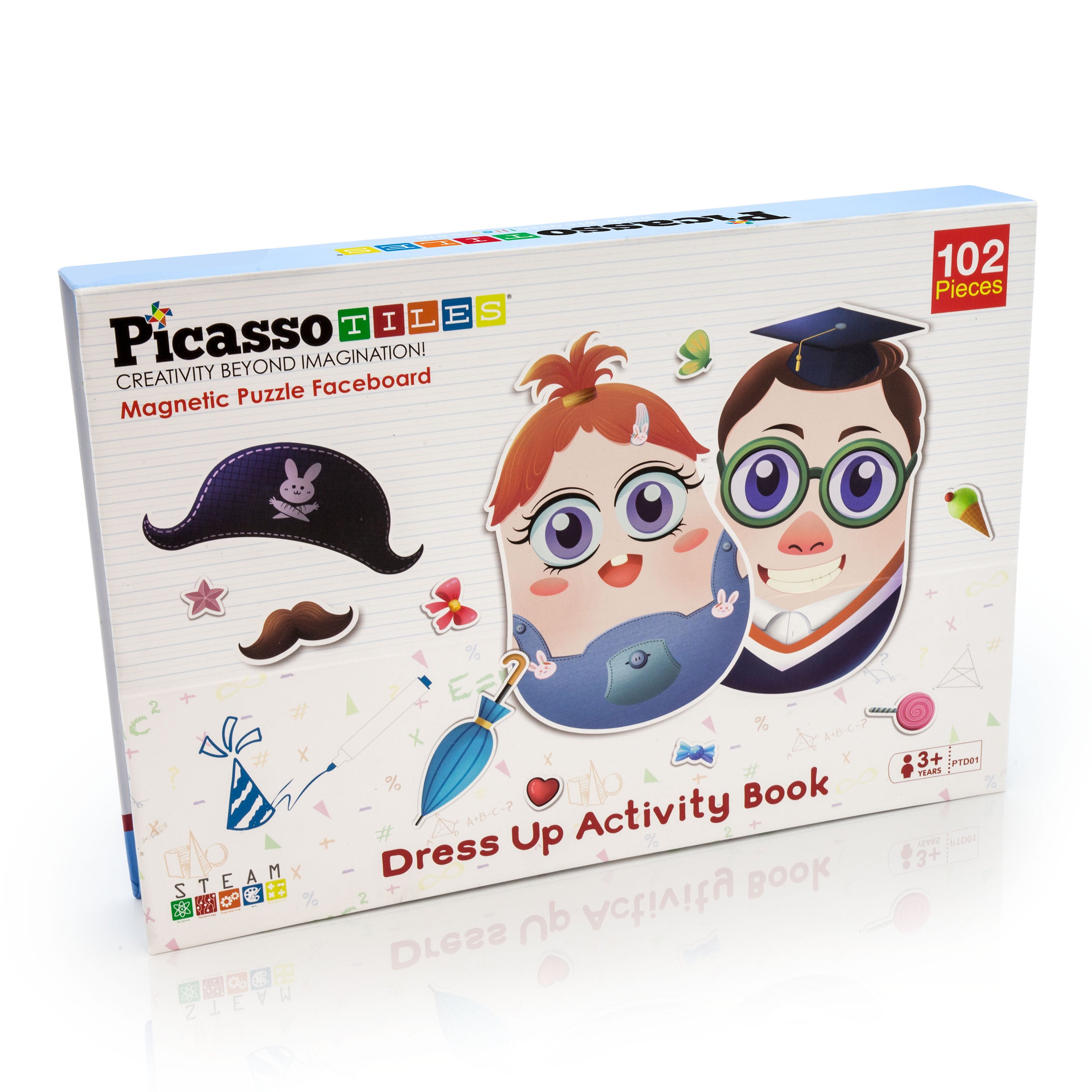PicassoTiles 102 Piece Magnetic Puzzle Faceboard Game Board