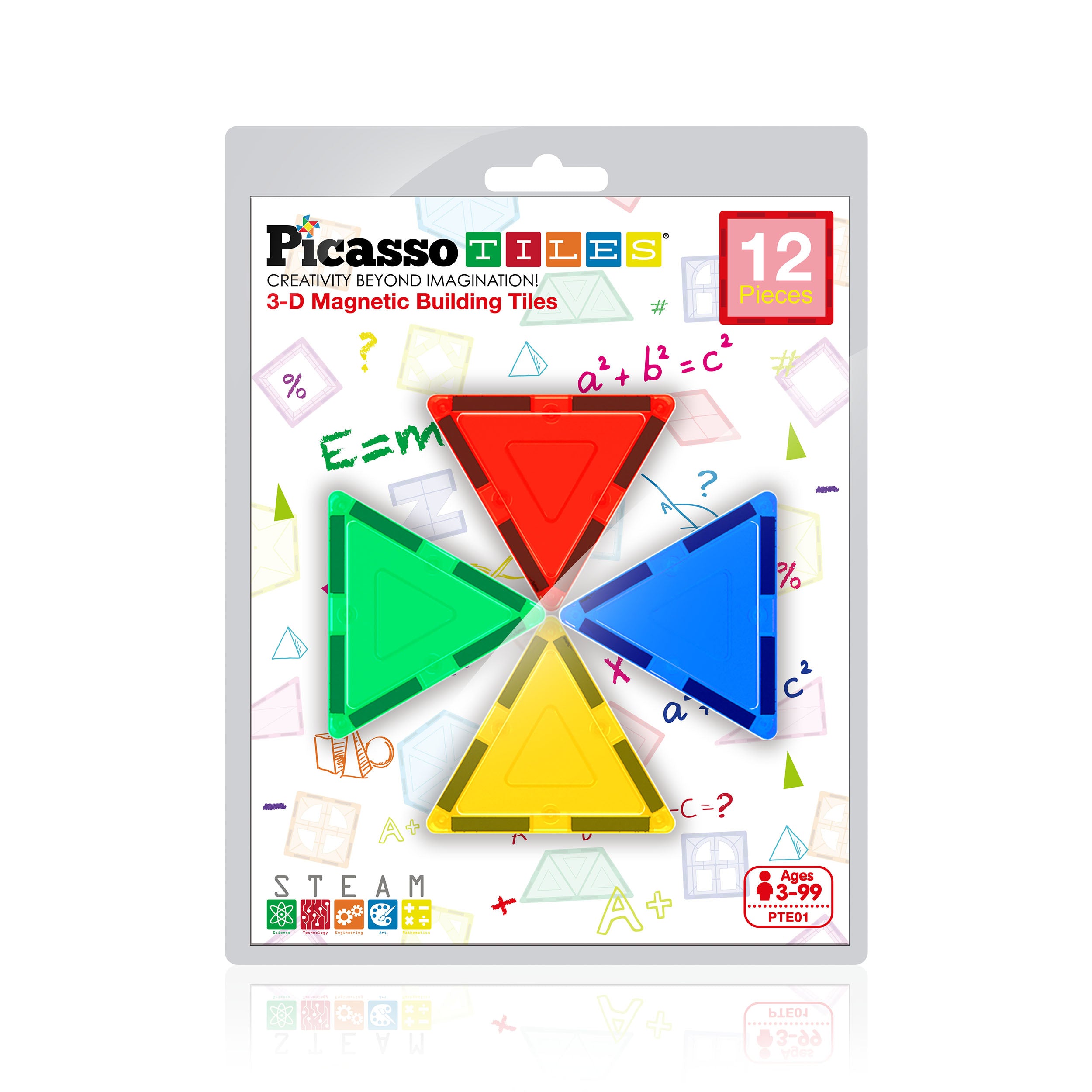 PicassoTiles 12 Piece Small Triangle Expansion Pack PTE01