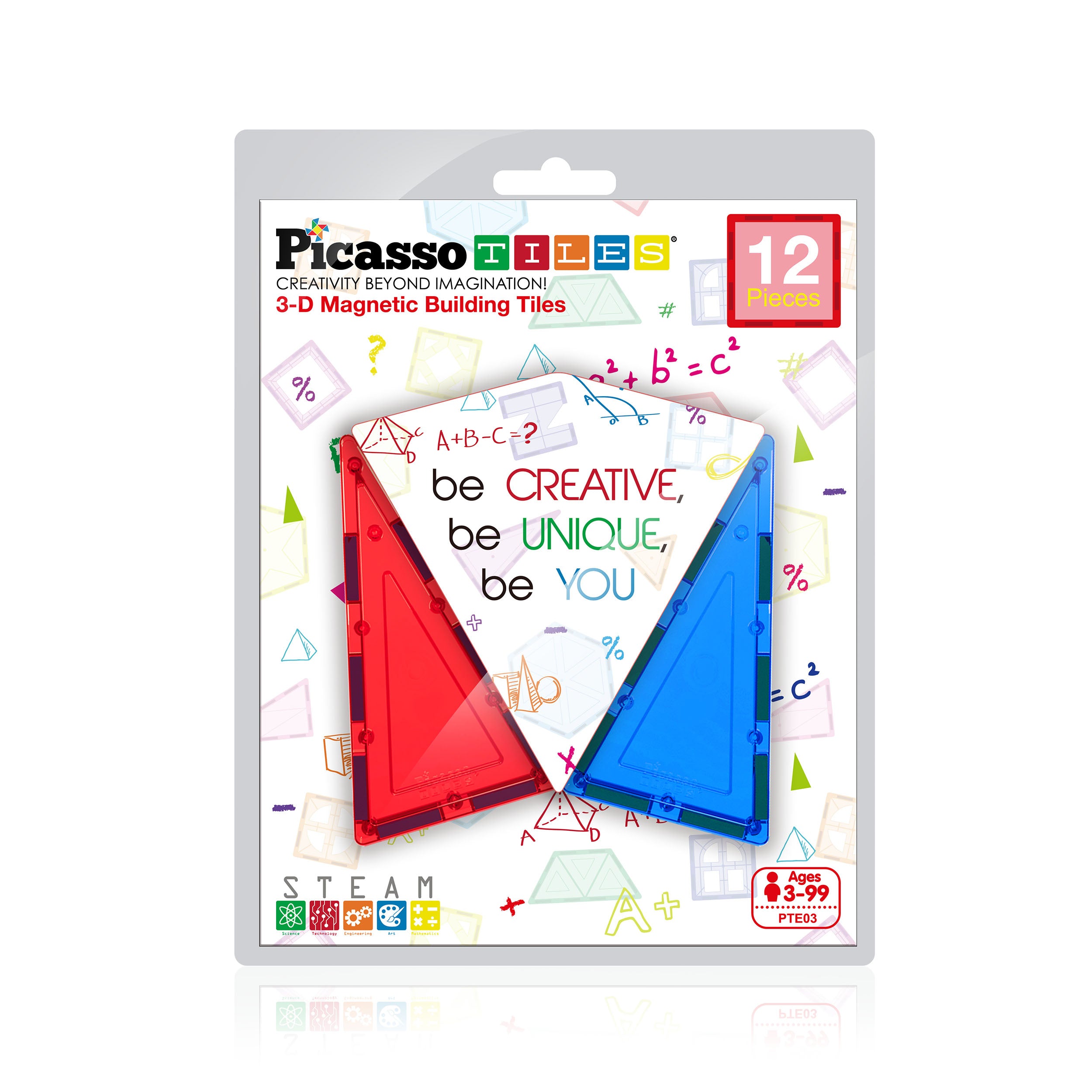 PicassoTiles® 12 Piece Tall Triangle Expansion Pack PTE03