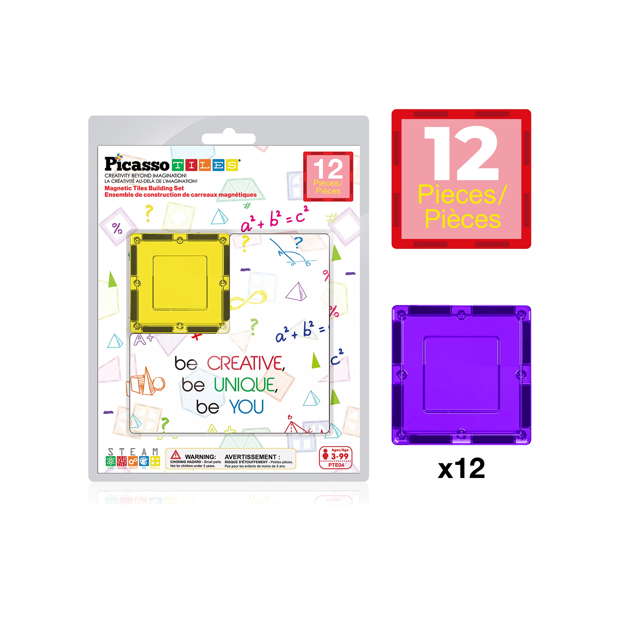PicassoTiles 12pc Square Expansion Pack