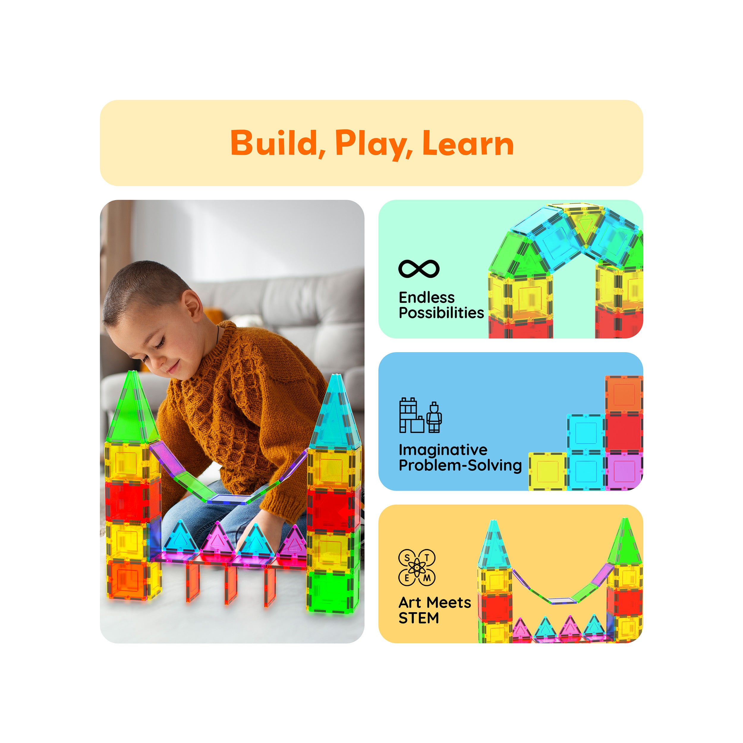 PicassoTiles 12pc Square Expansion Pack