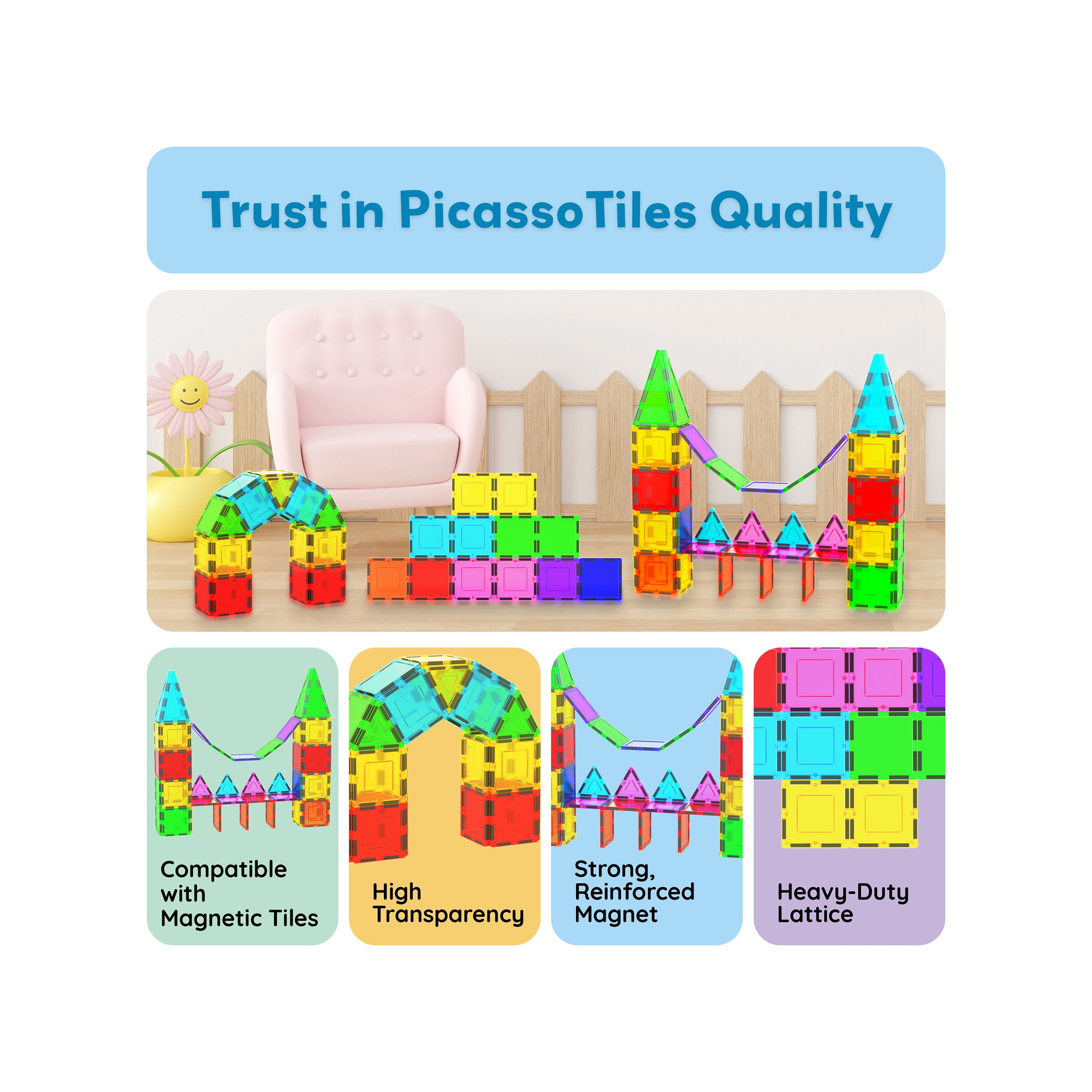 PicassoTiles 12pc Square Expansion Pack