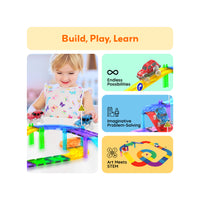 PicassoTiles 2 Pack Magnetic Tile Race Track Cars