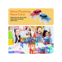 PicassoTiles 2 Pack Magnetic Tile Race Track Cars