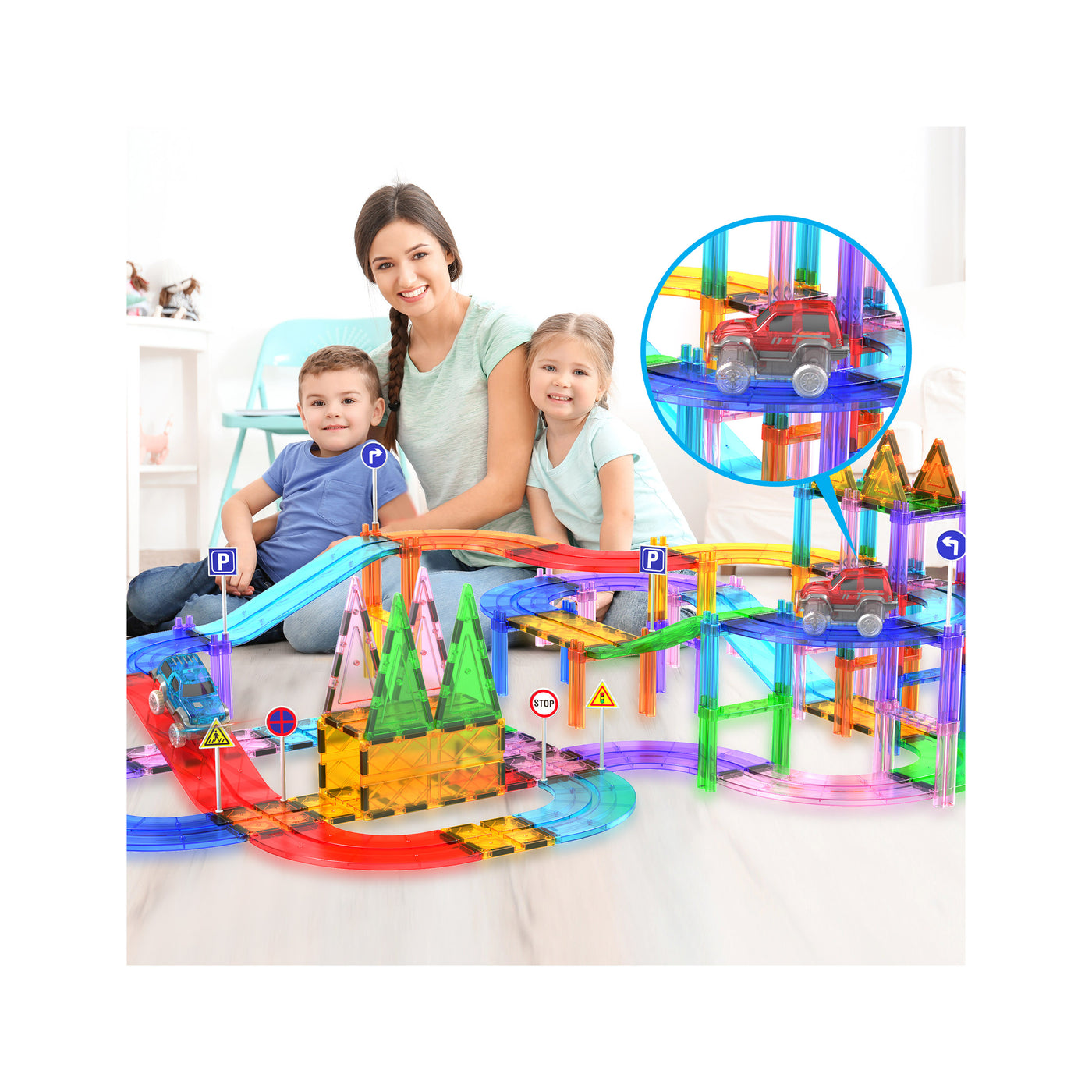 PicassoTiles 3 Pack LED Race Cars Expansion Set