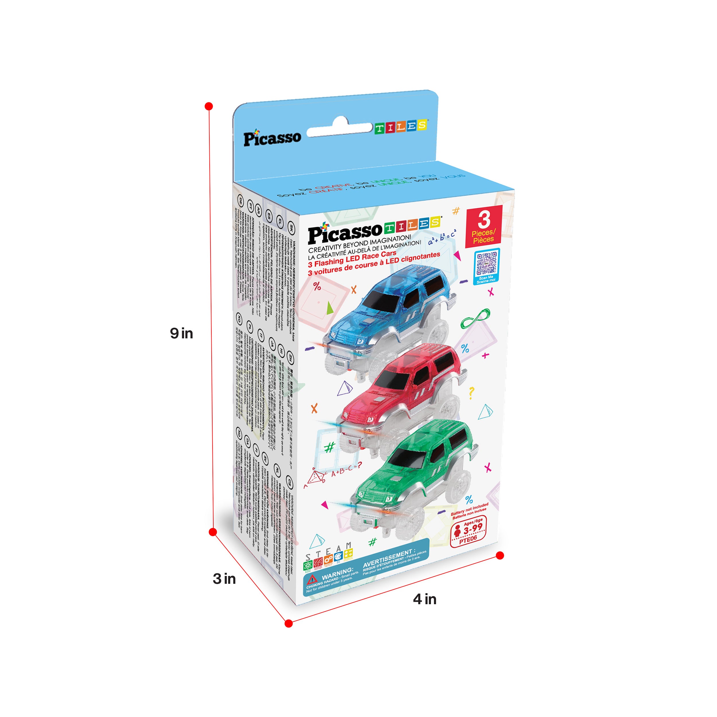 Race Cars 3pk LED Expansion for Magnetic Tracks | PicassoTiles