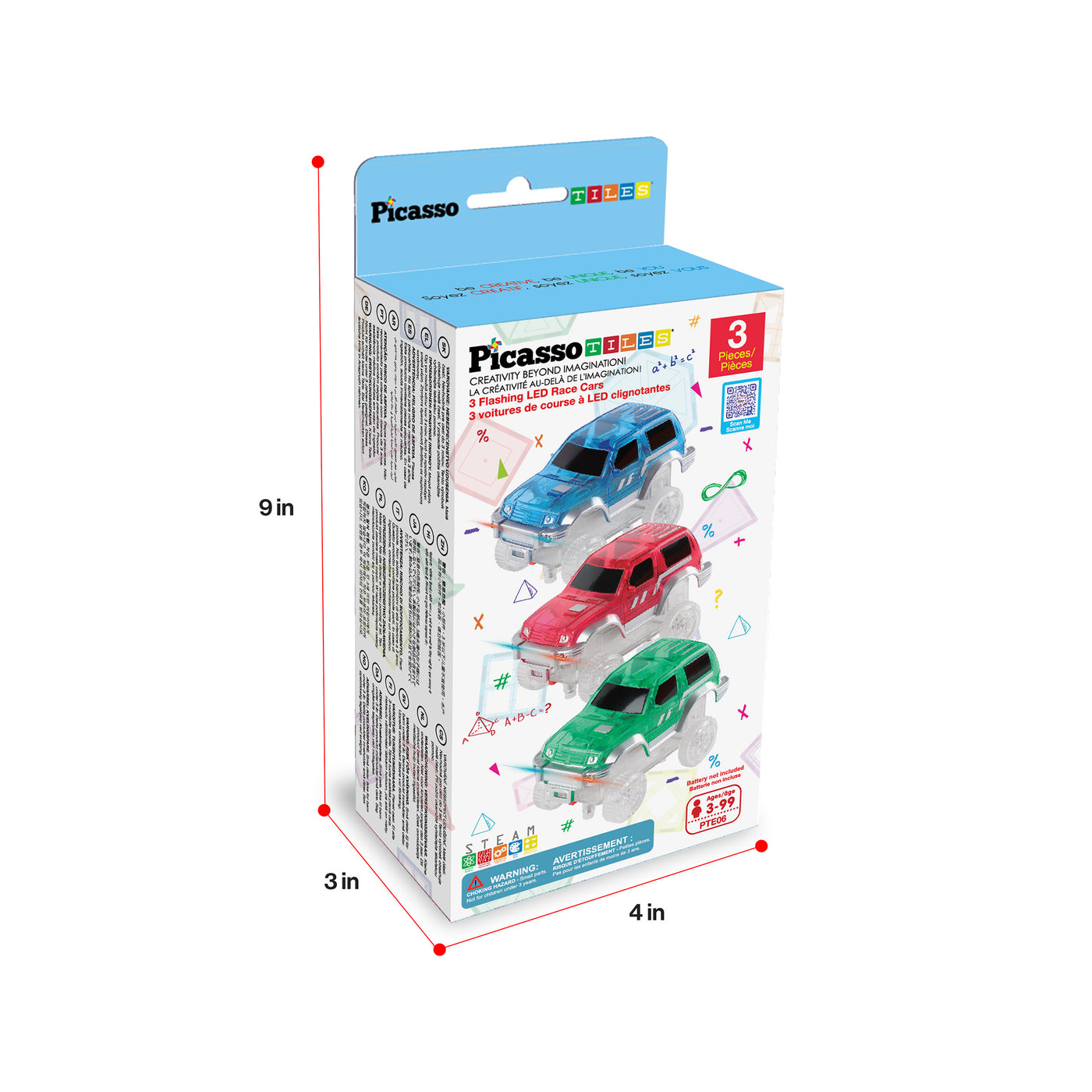PicassoTiles 3 Pack LED Race Cars Expansion Set