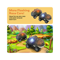 PicassoTiles Dinosaur Race Car 2pk w/ Light Up Eyes