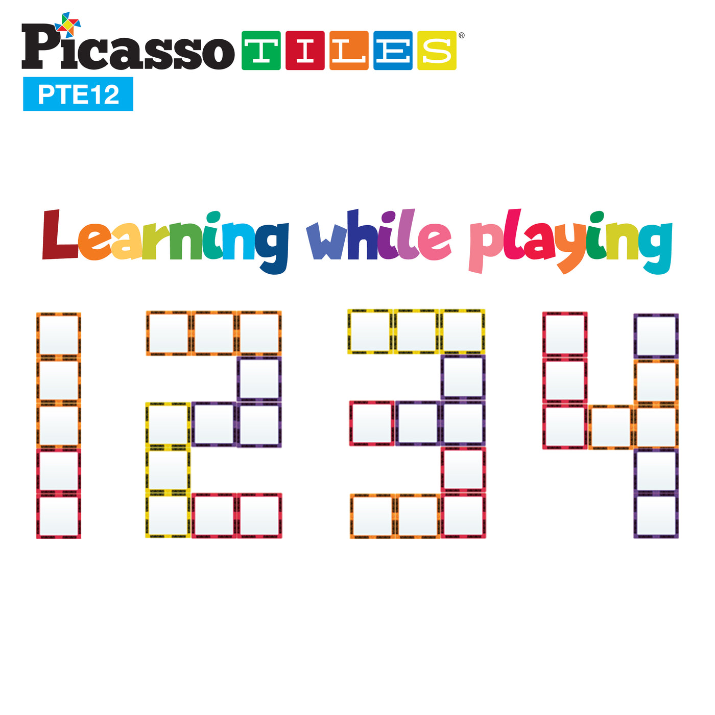 PicassoTiles 12 Piece Magnetic Tile Mirror Building Set