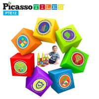 PicassoTiles 12 Piece Magnetic Tile Mirror Building Set
