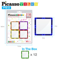 PicassoTiles 12 Piece Magnetic Tile Mirror Building Set