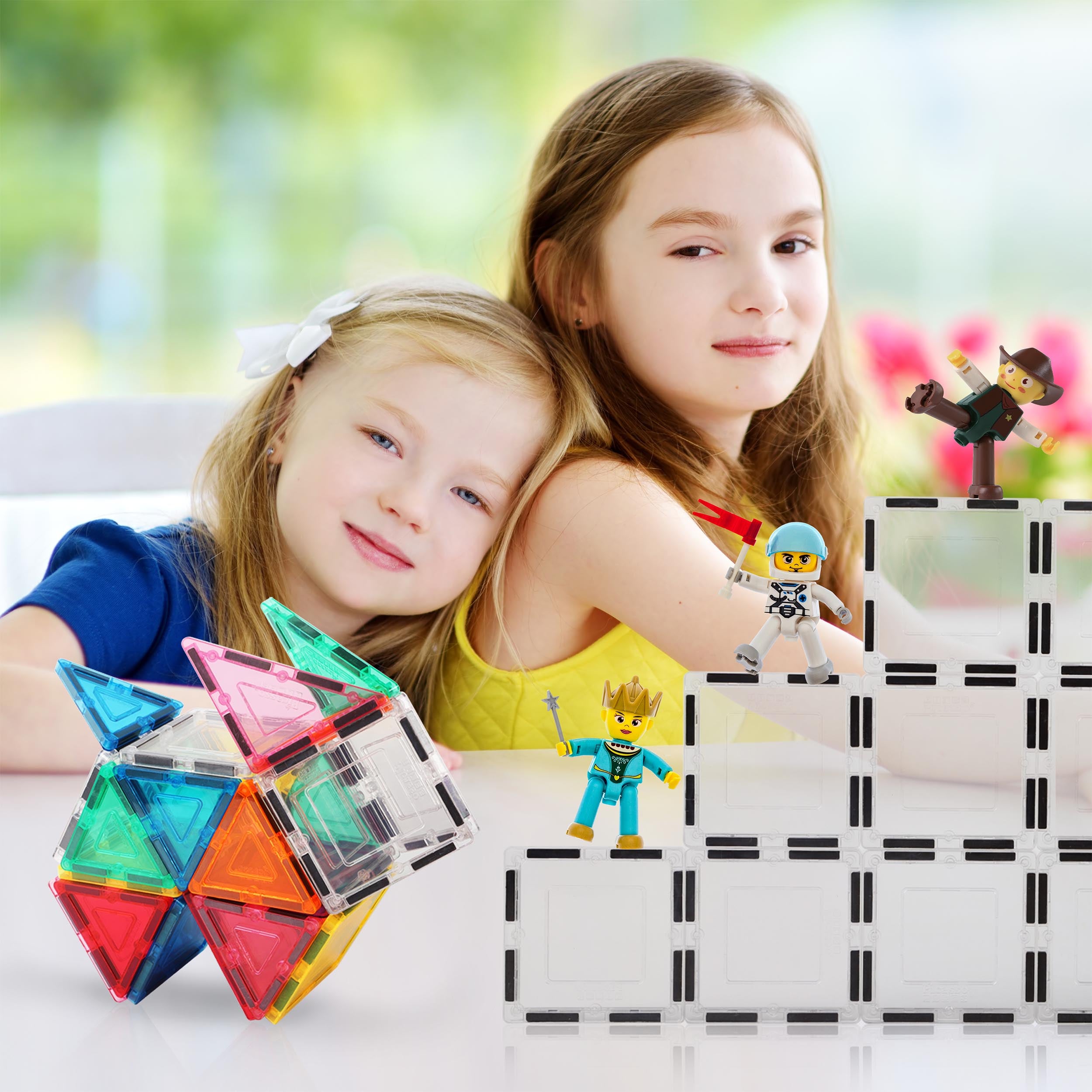 PicassoTiles 12 Piece Clear Transparent Magnetic Building Tiles