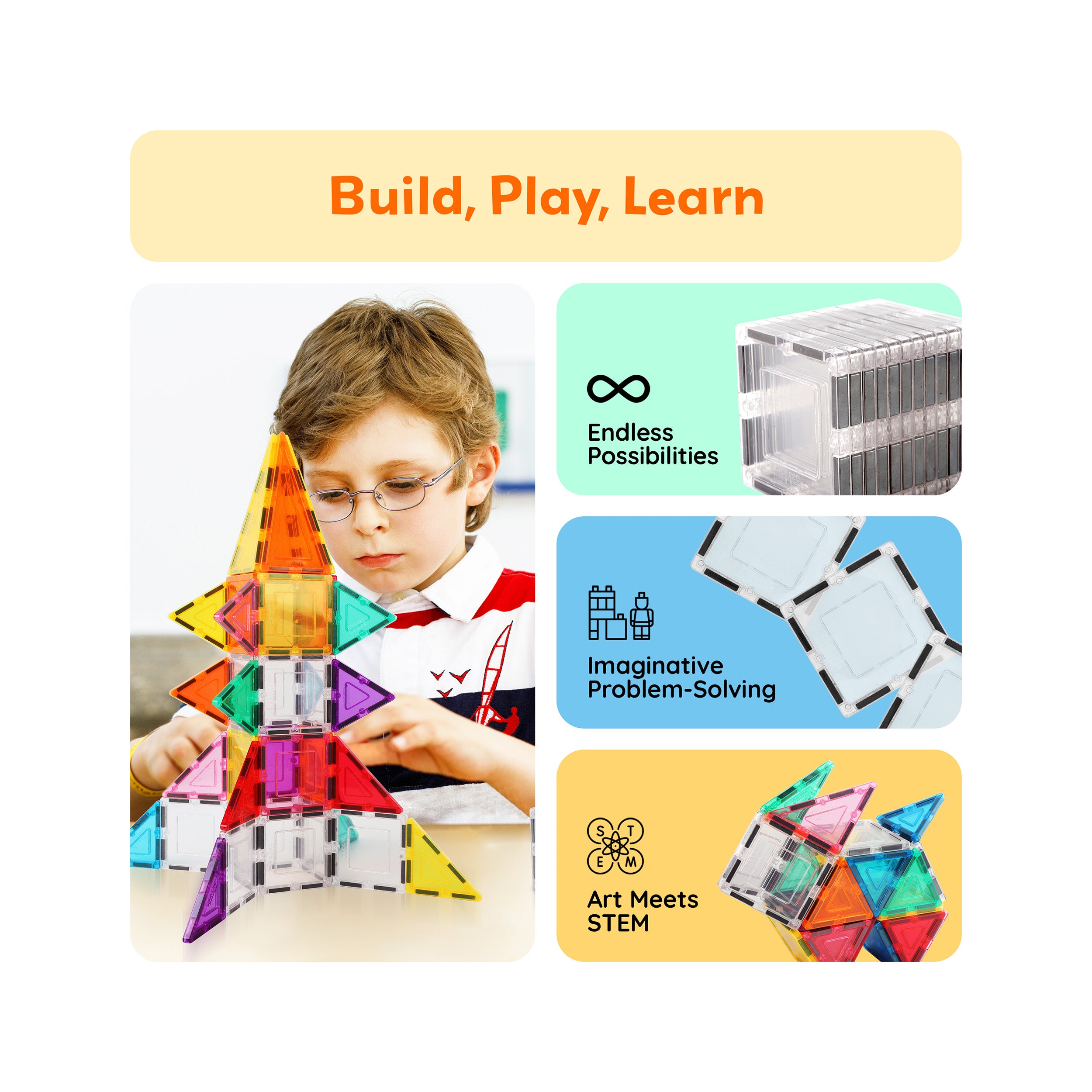 PicassoTiles 12pc Magnetic Tile Transparent Building Tile Expansion Kit