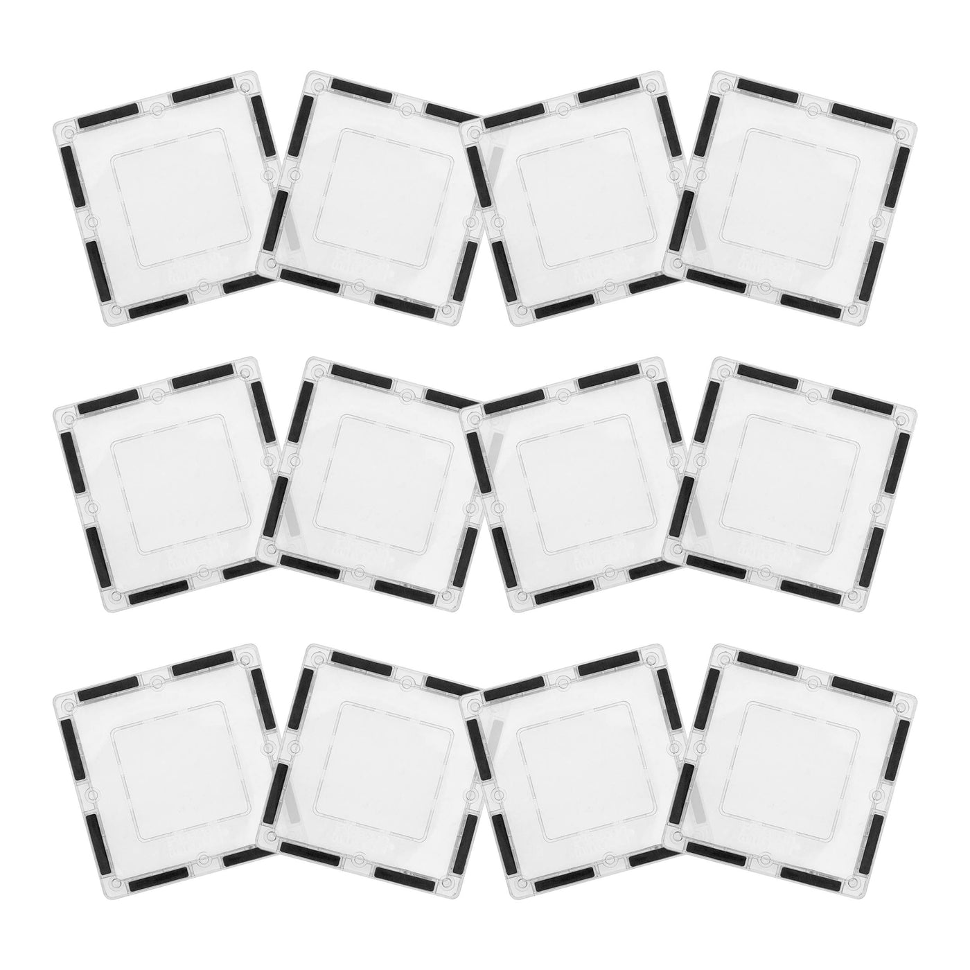 PicassoTiles 12 Piece Clear Transparent Magnetic Building Tiles