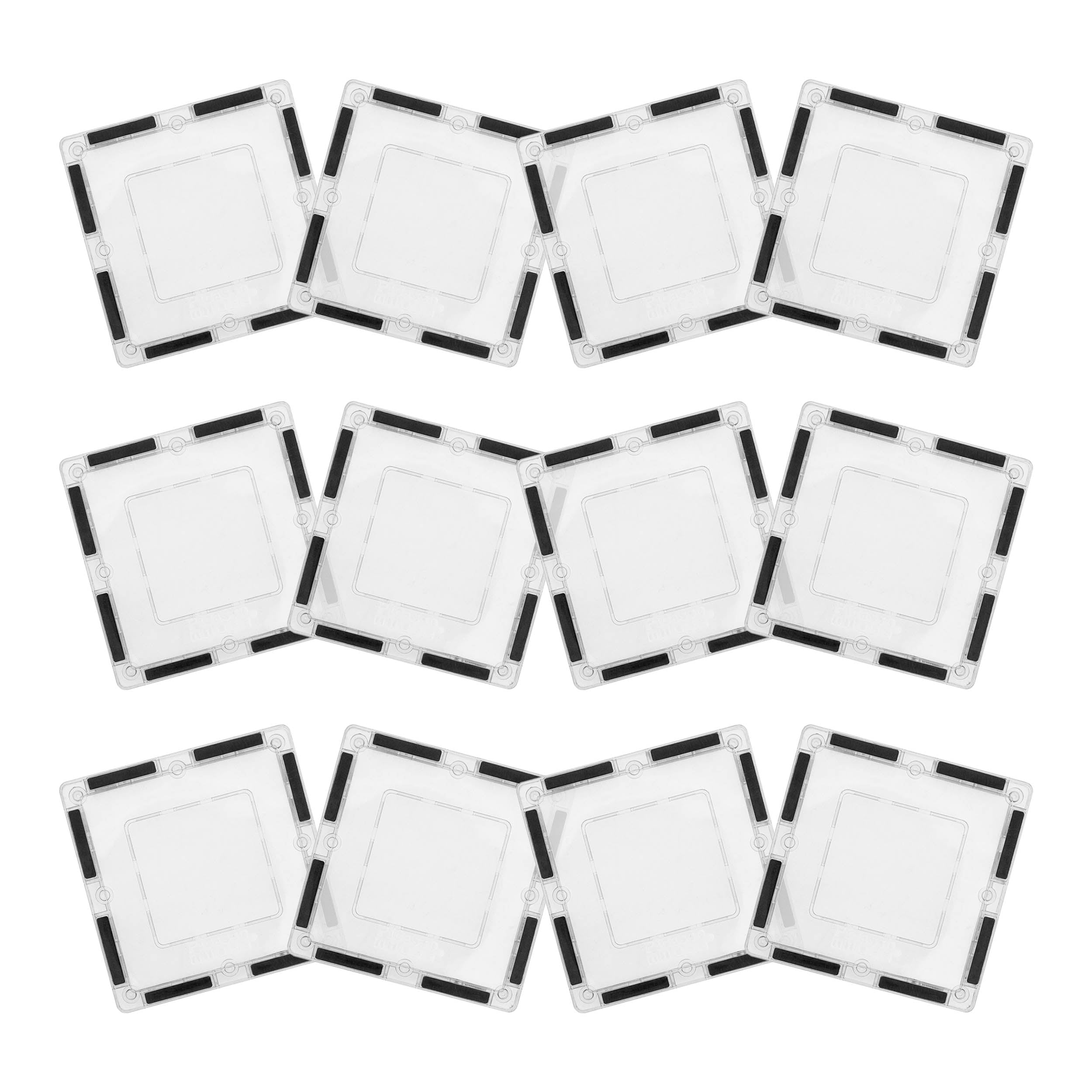 PicassoTiles 12 Piece Clear Transparent Magnetic Building Tiles