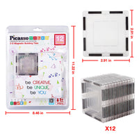 PicassoTiles 12 Piece Clear Transparent Magnetic Building Tiles