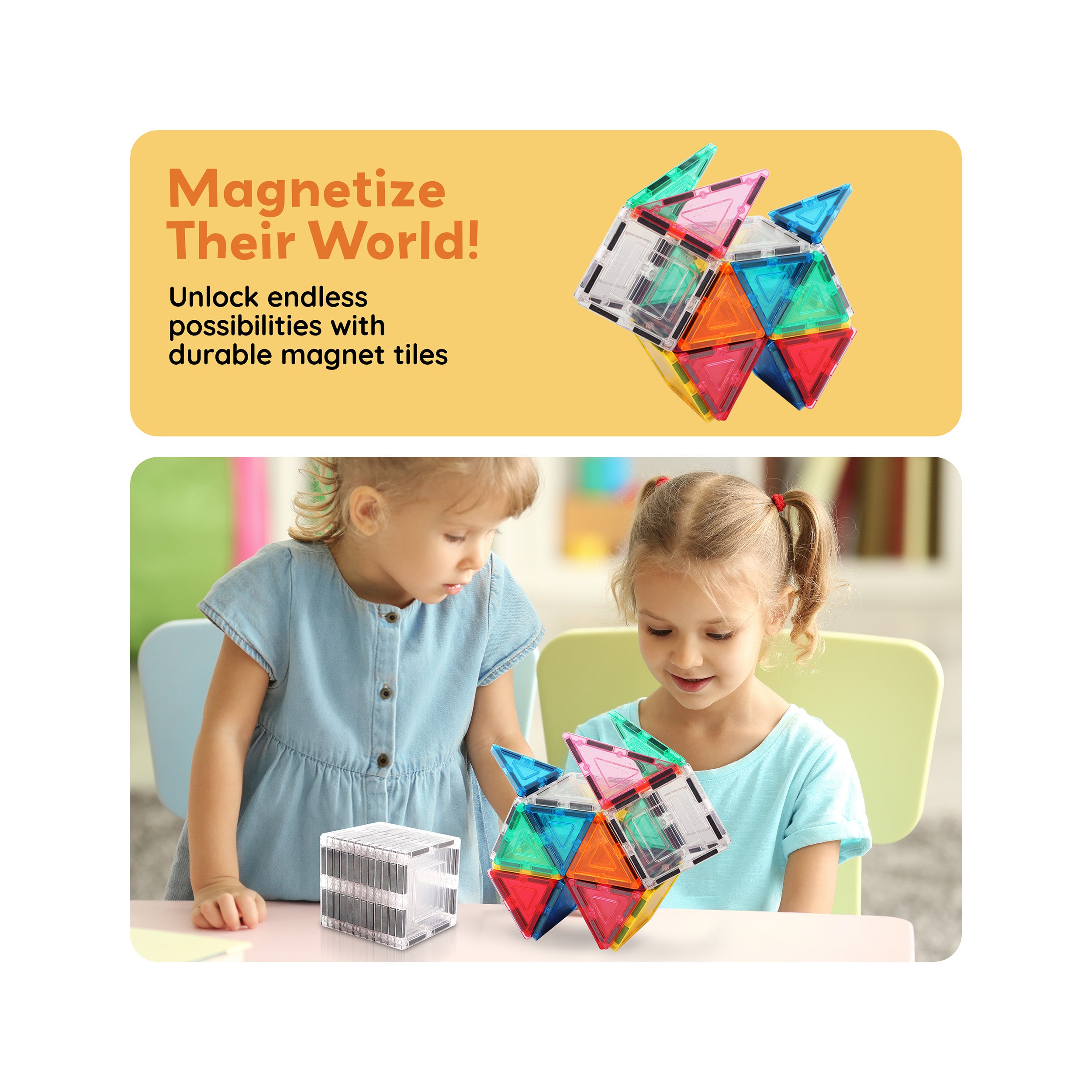PicassoTiles 12pc Magnetic Tile Transparent Building Tile Expansion Kit
