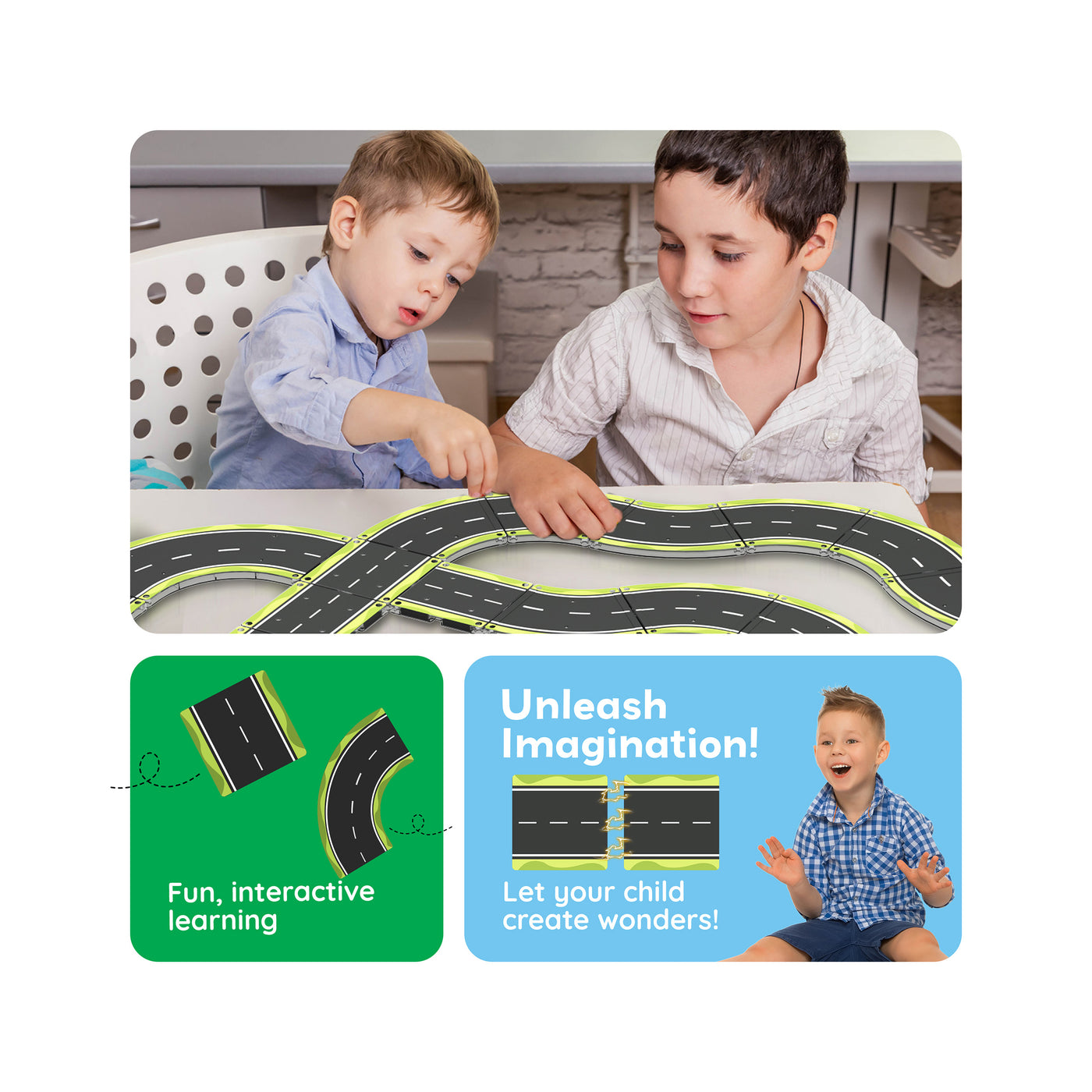 PicassoTiles Magnetic Tile Race Car Track Speed Way Building Set