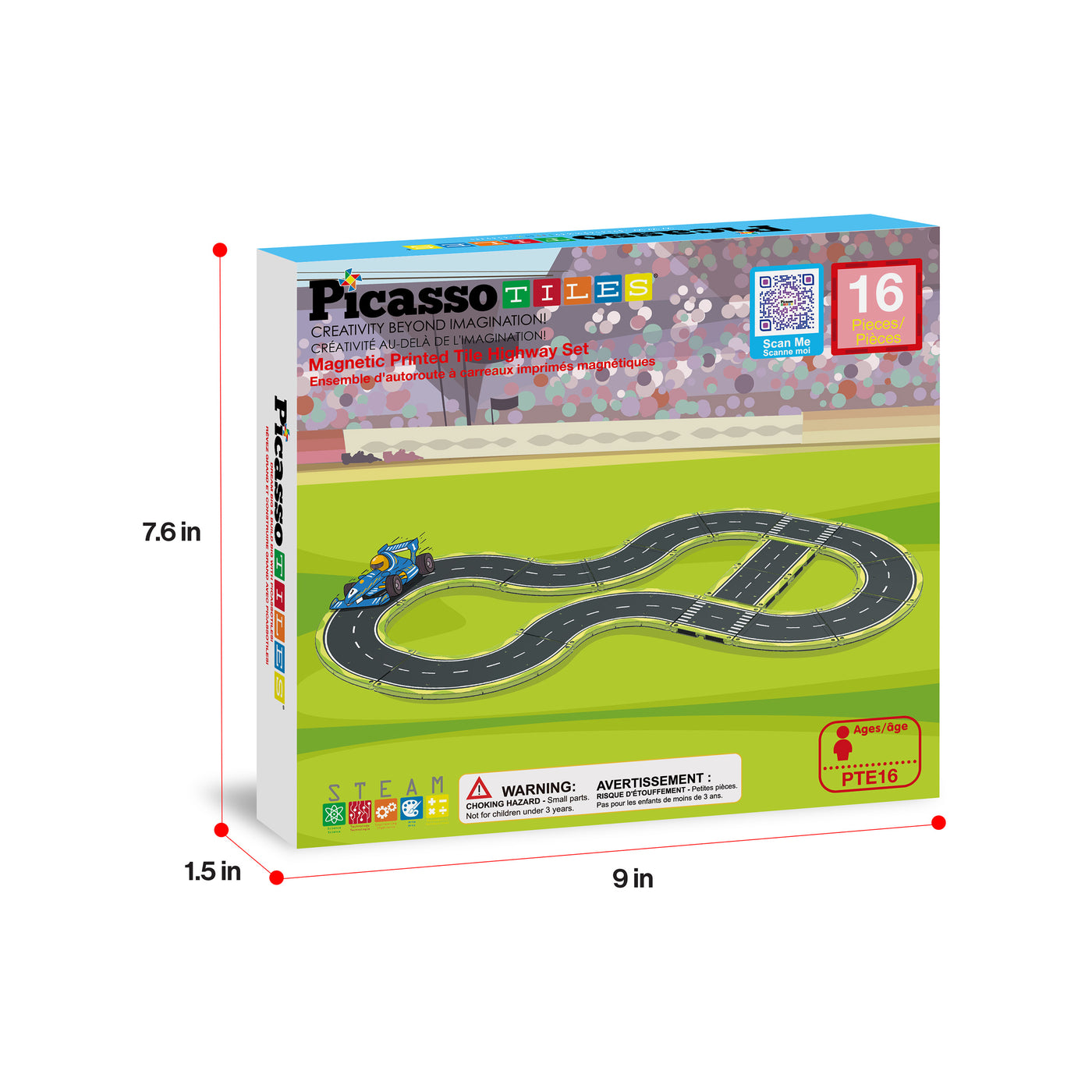 PicassoTiles Magnetic Tile Race Car Track Speed Way Building Set