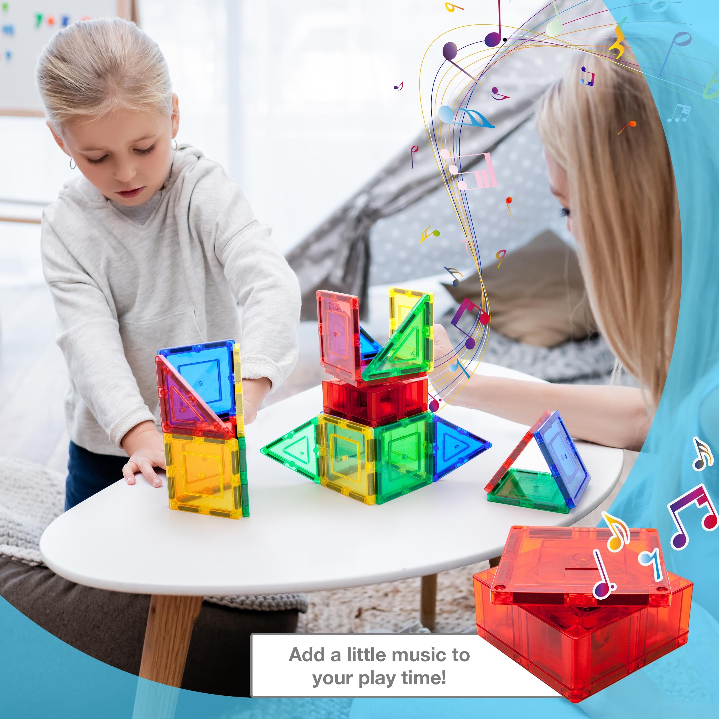 PicassoTiles Interactive Musical Magnetic Building Tile Toy Set