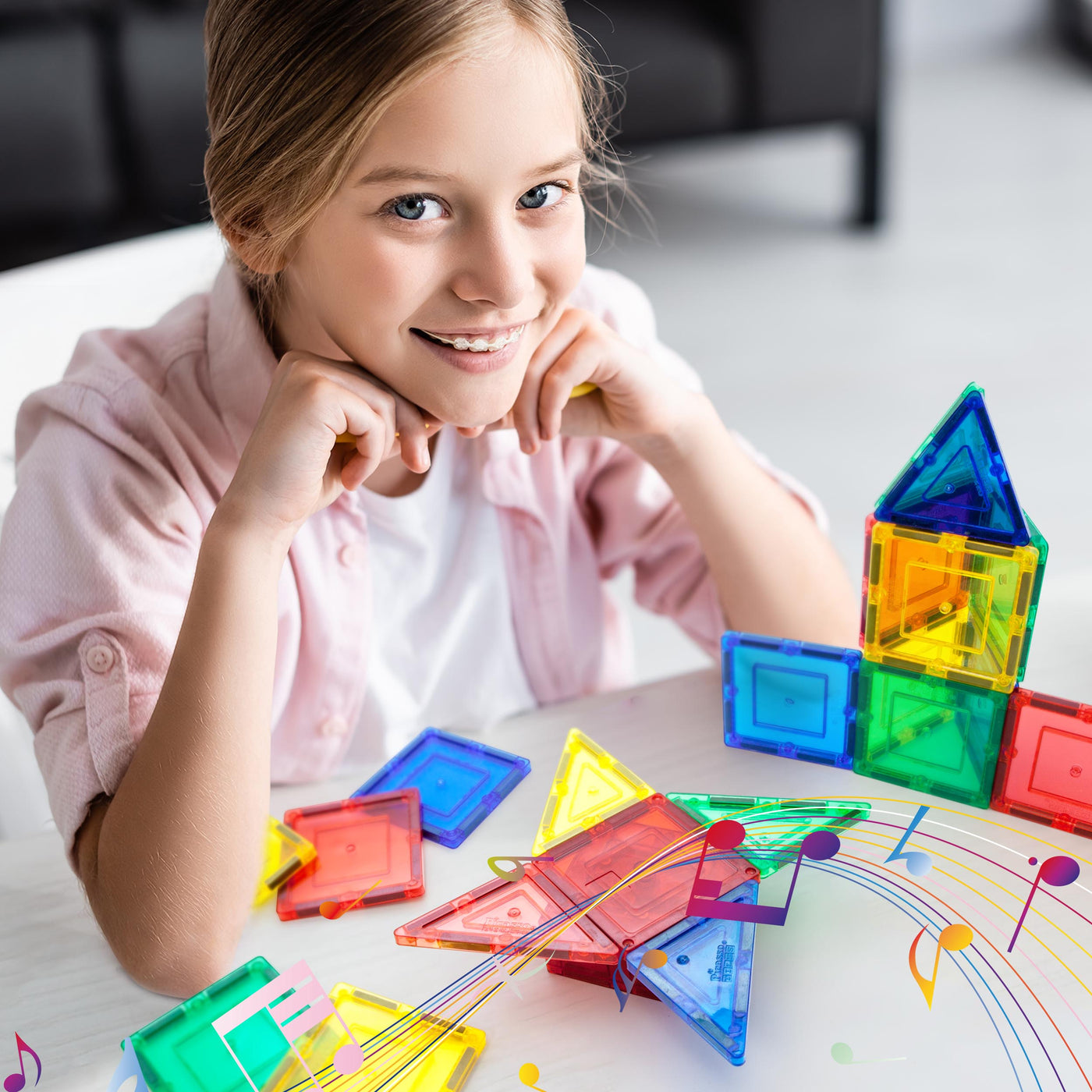 PicassoTiles Interactive Musical Magnetic Building Tile Toy Set