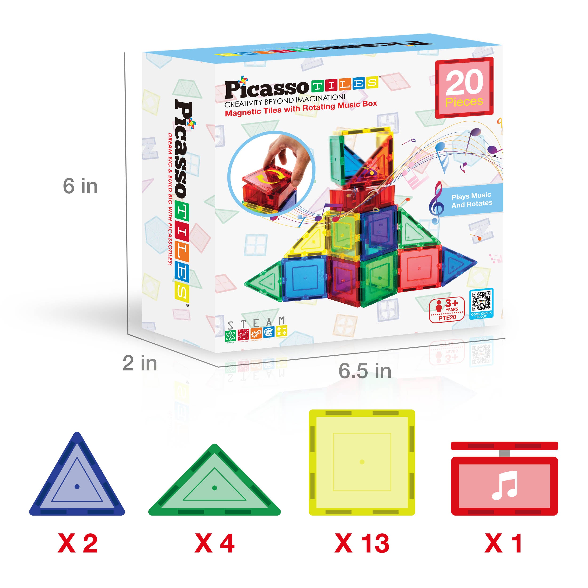 PicassoTiles Magnetic Building Tiles Interactive Musical Toy Set
