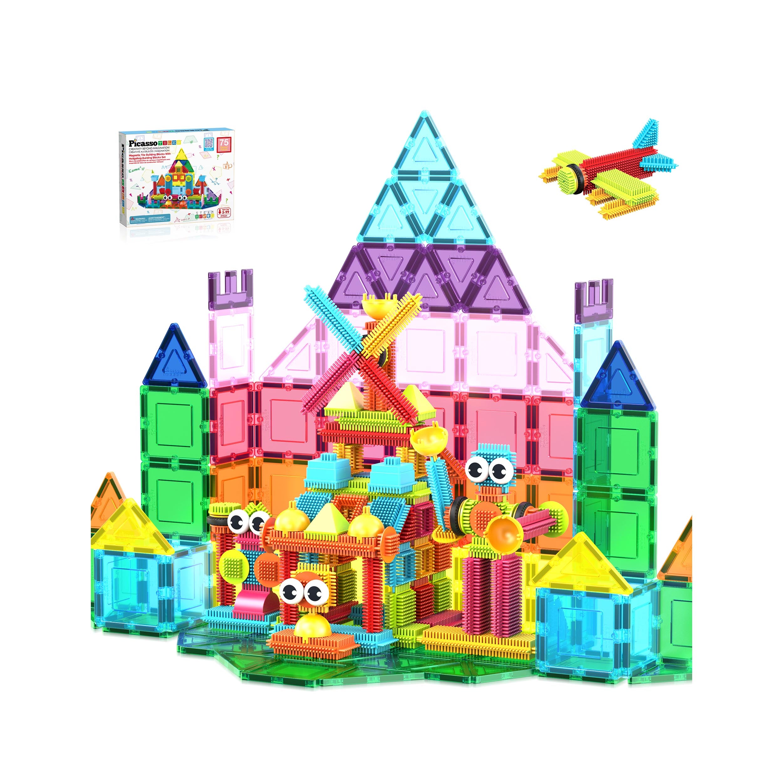 PicassoTiles Magnetic Building Blocks with Tiles and Click-in Educational Graphic Arts Magnet Construction Toy Set STEM Learning Playset Child Brain Development Stacking Playboard PicassoTiles Magnetic Building Blocks with Tiles and Click-in Educational Graphic Arts Magnet Construction Toy Set STEM Learning Playset Child Brain Development Stacking Playboard