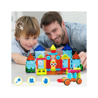 PicassoTiles Magnetic Tiles and Soft Hedgehog Building Block Set - 75 Pieces