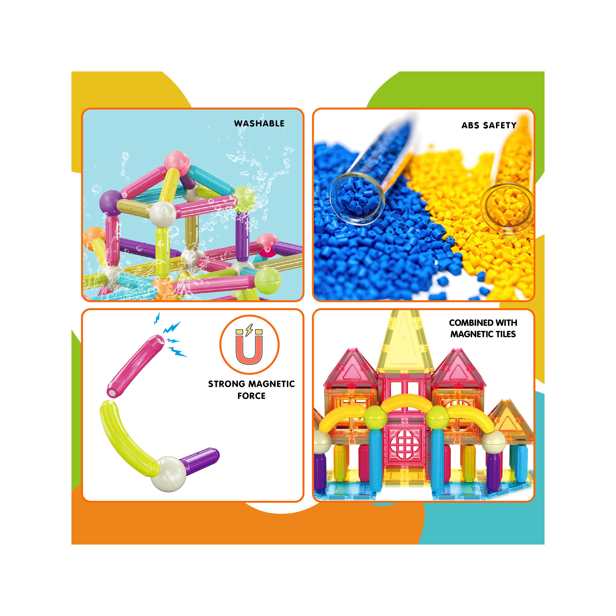 Magnetic Tiles Sticks Builder Set 82pc | PicassoTiles · PicassoTiles