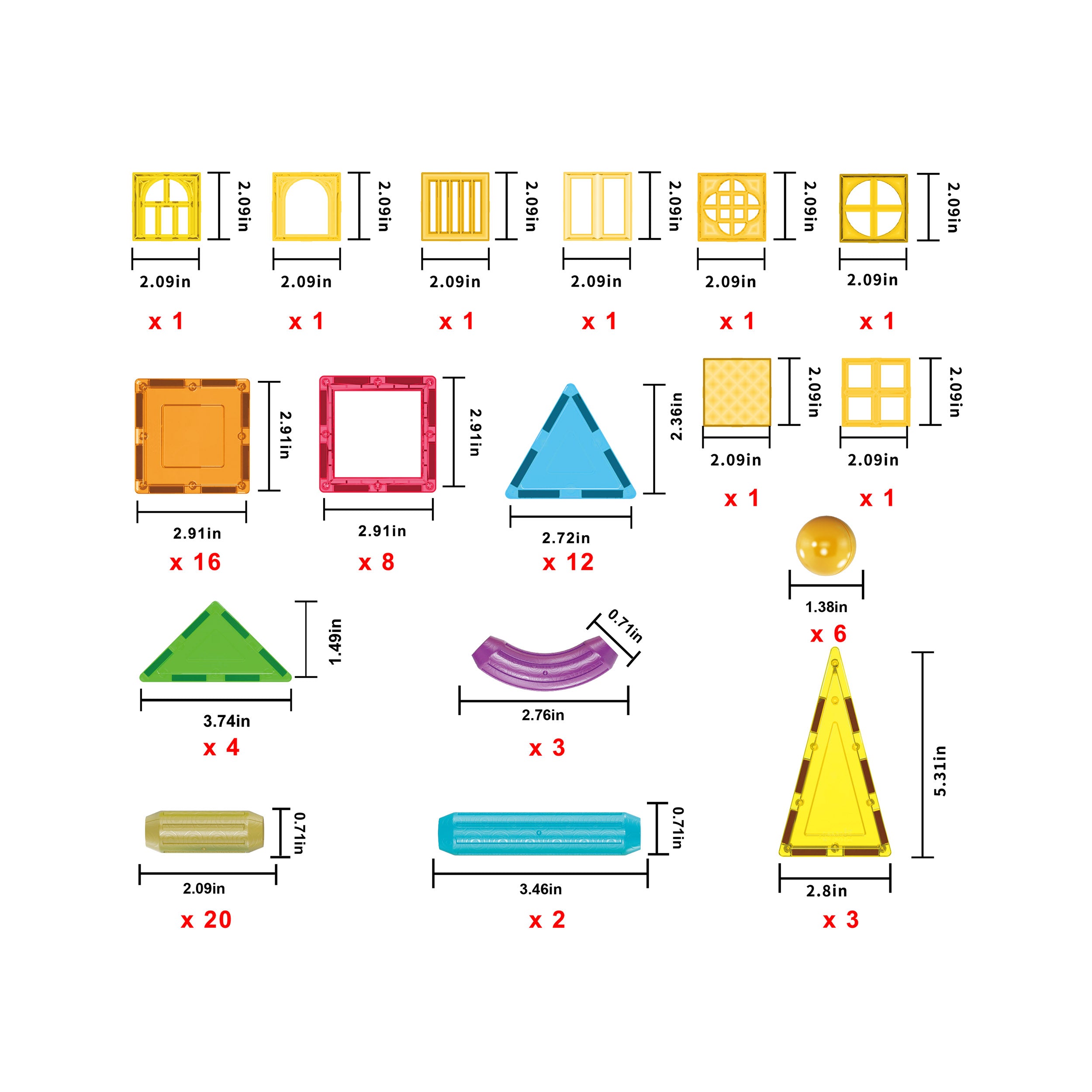 Magnetic Tiles Sticks Builder Set 82pc | PicassoTiles · PicassoTiles