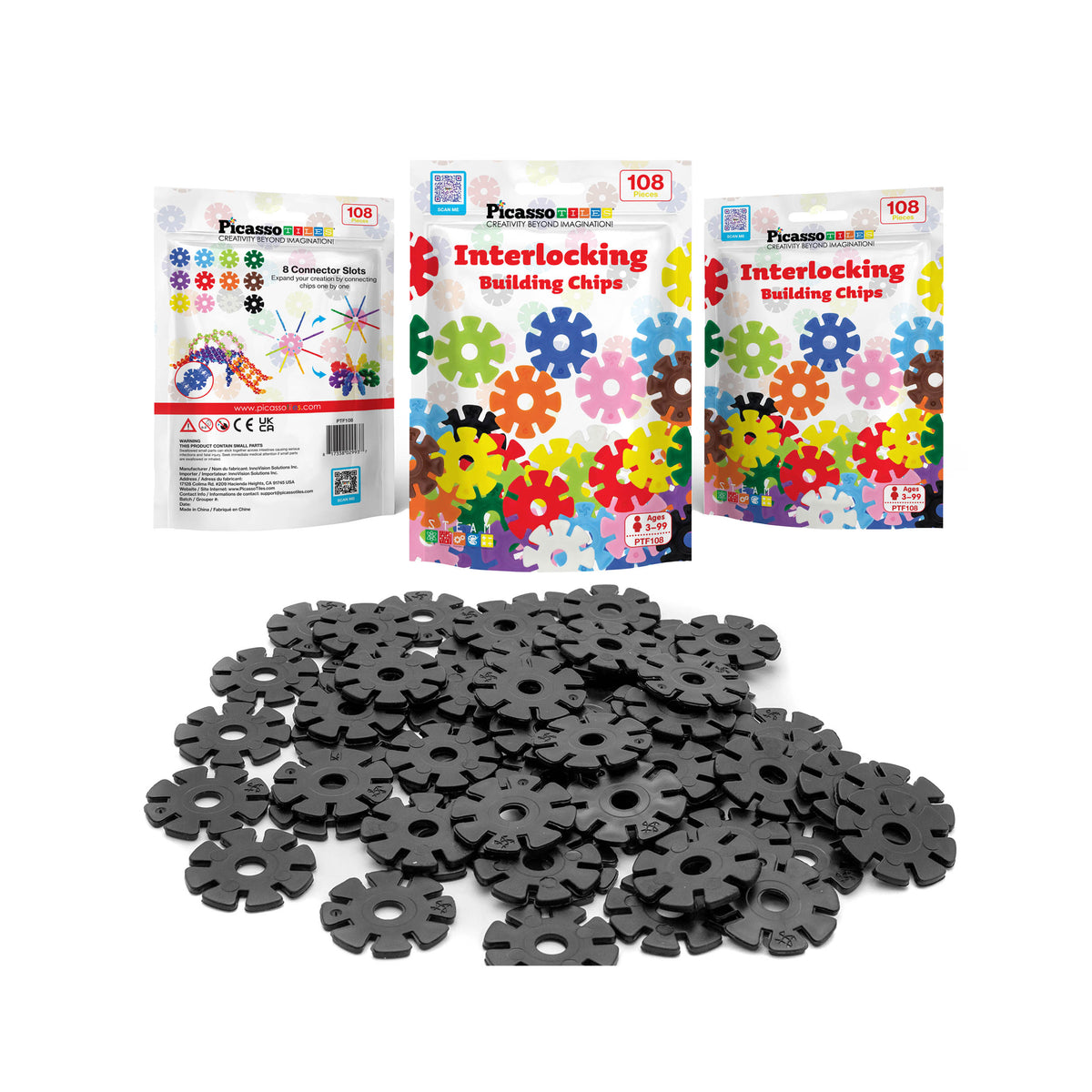 Chip Block Gun PicassoTiles Building Chip Interlocking Disc Construction Blocks in Co ...