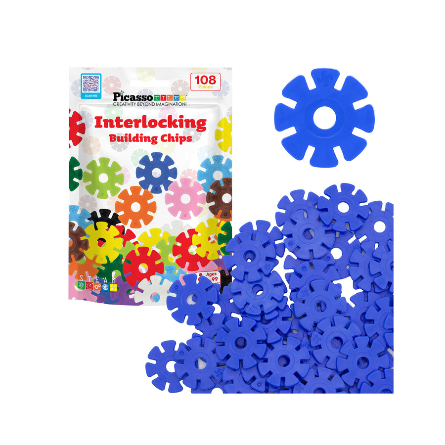 PicassoTiles Building Chip Interlocking Disc Construction Blocks in Color Blue